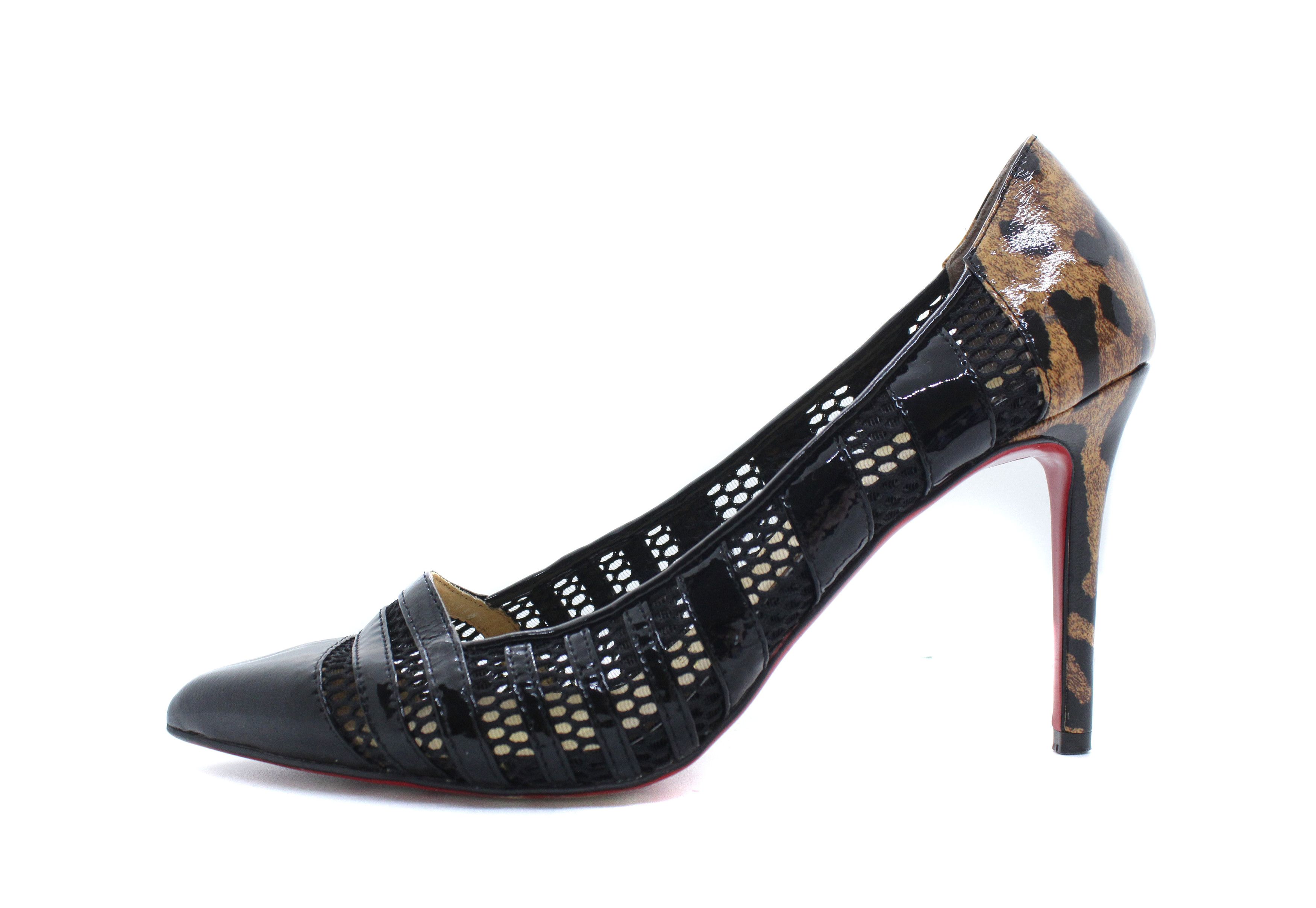 Christian Louboutin Leopard Mesh Patent Leather Heels Size US 7 / IT 37 - 1 Thumbnail