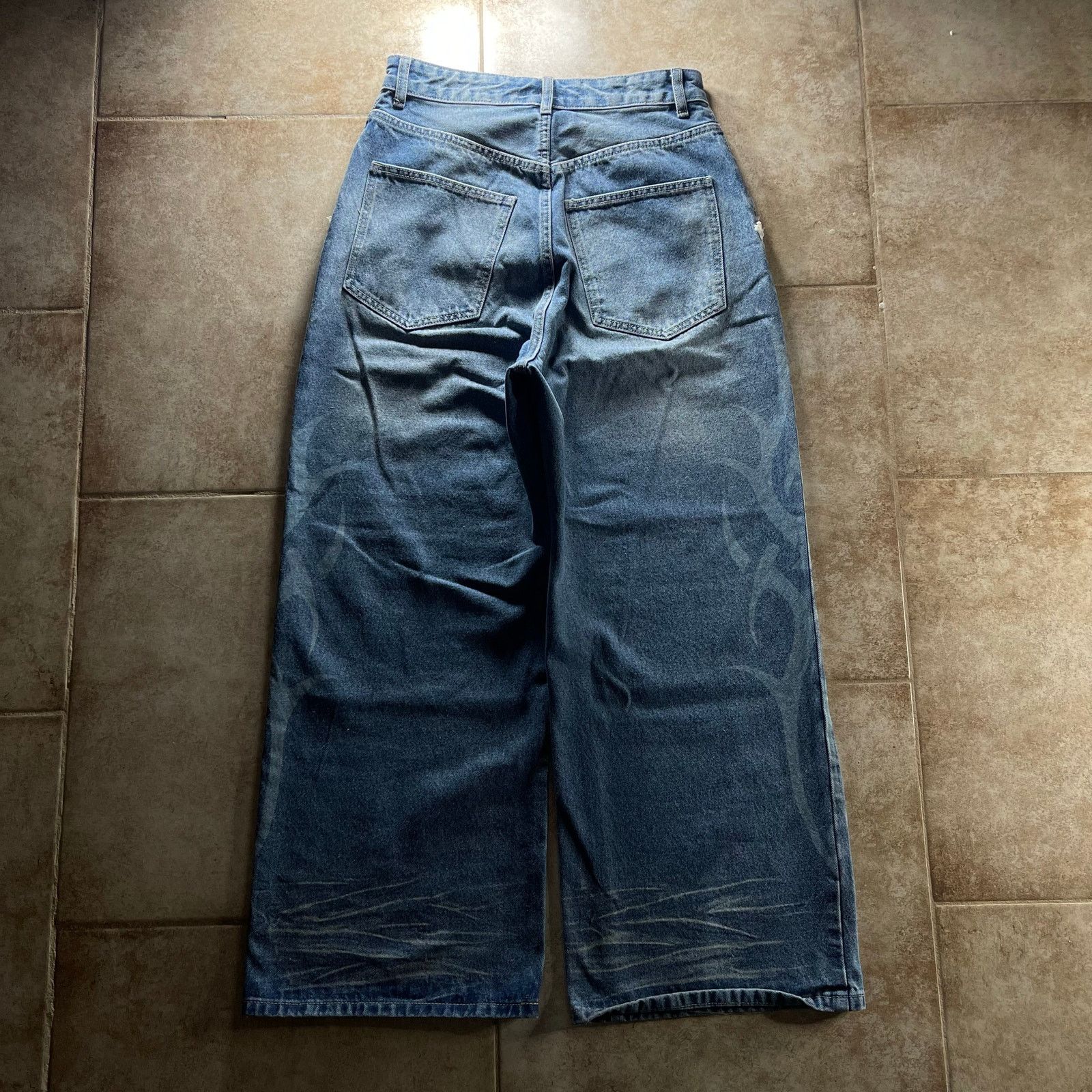Other Japanese Archive Vintage Printed Blue Denim Baggy Jeans Size US 29 - 8 Thumbnail