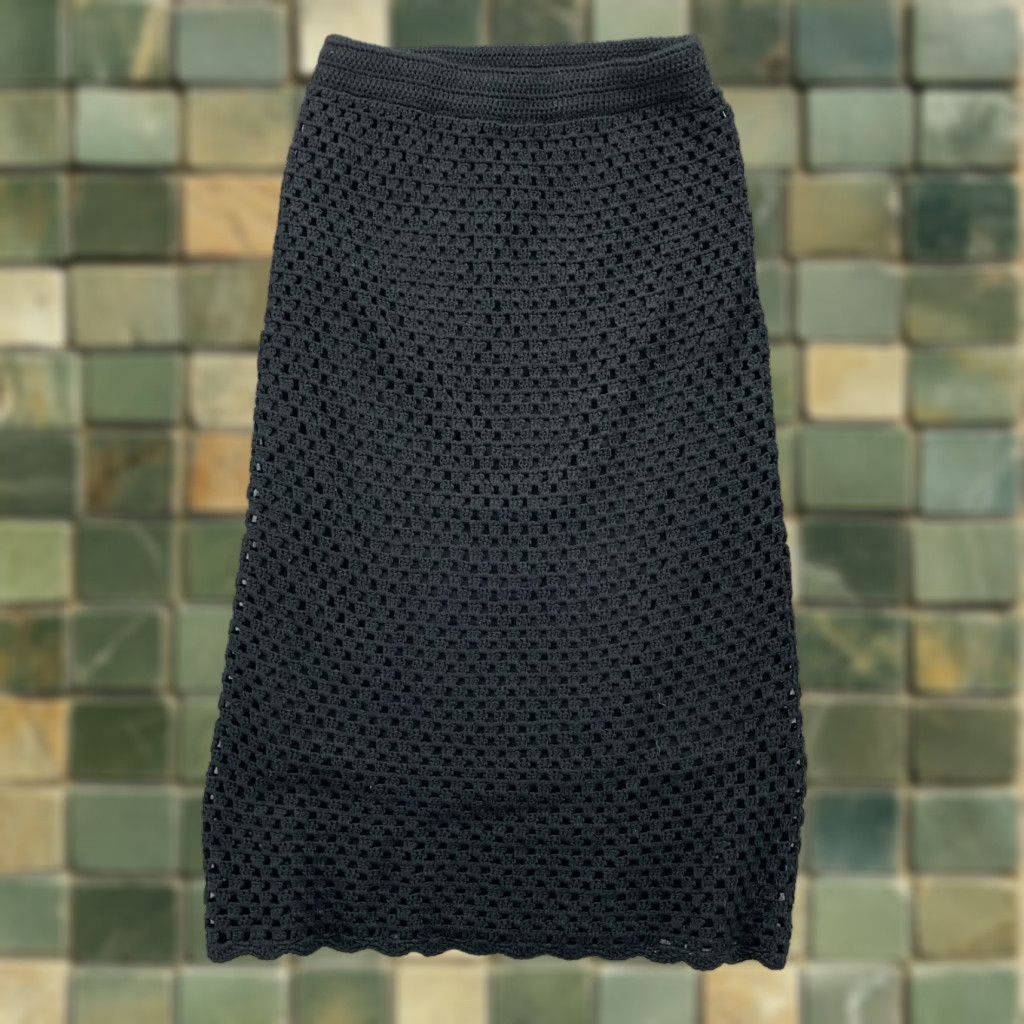 Vintage Bohme Skirt Women's Small Black Beach Boho Goth Summer Resort Festival Crochet Size 28" / US 6 / IT 42 - 1 Thumbnail