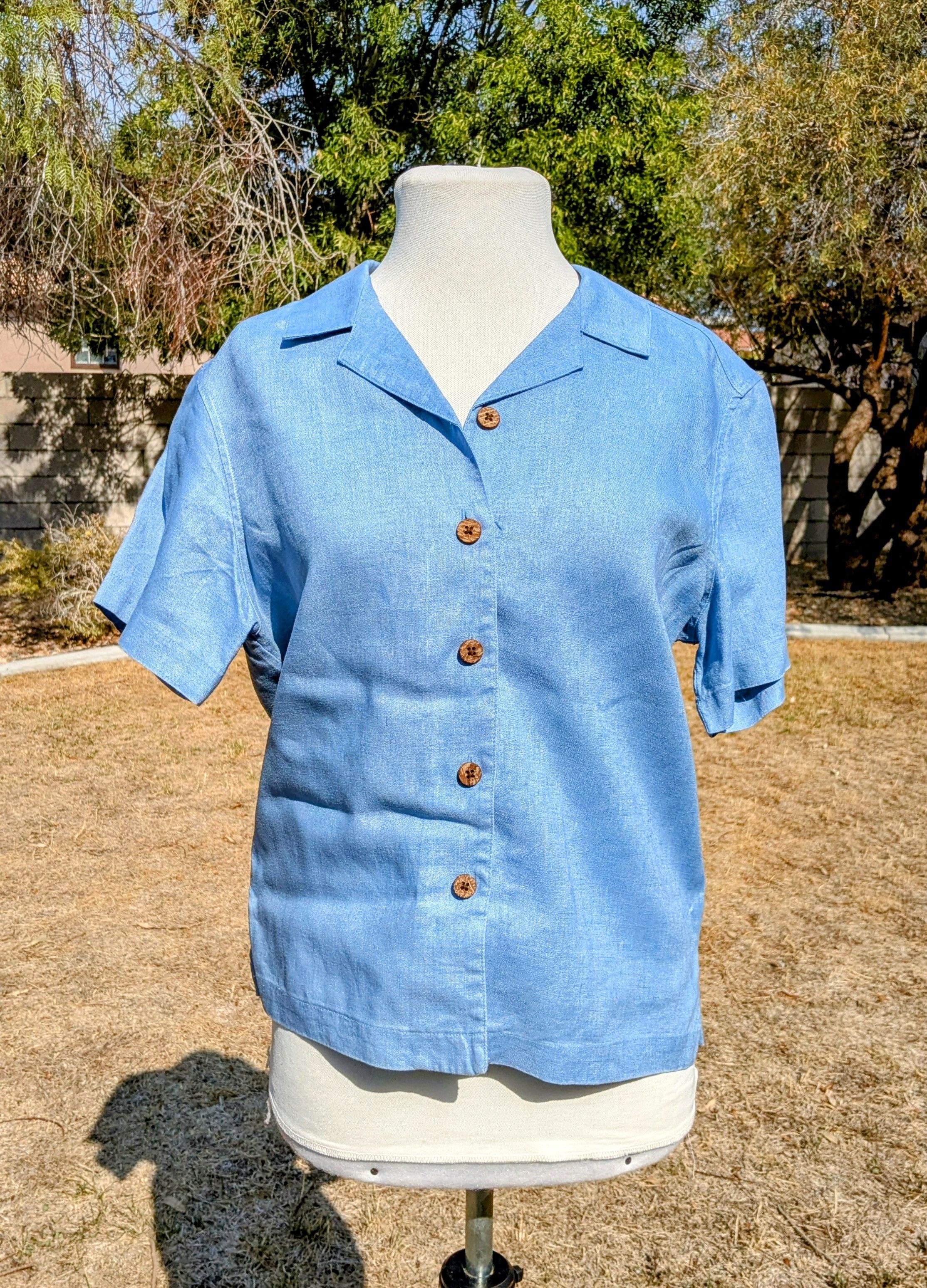 Other Baby Blue Jamaica Bay Loose Button Linen Beach Shirt Size M / US 6-8 / IT 42-44 - 1 Thumbnail