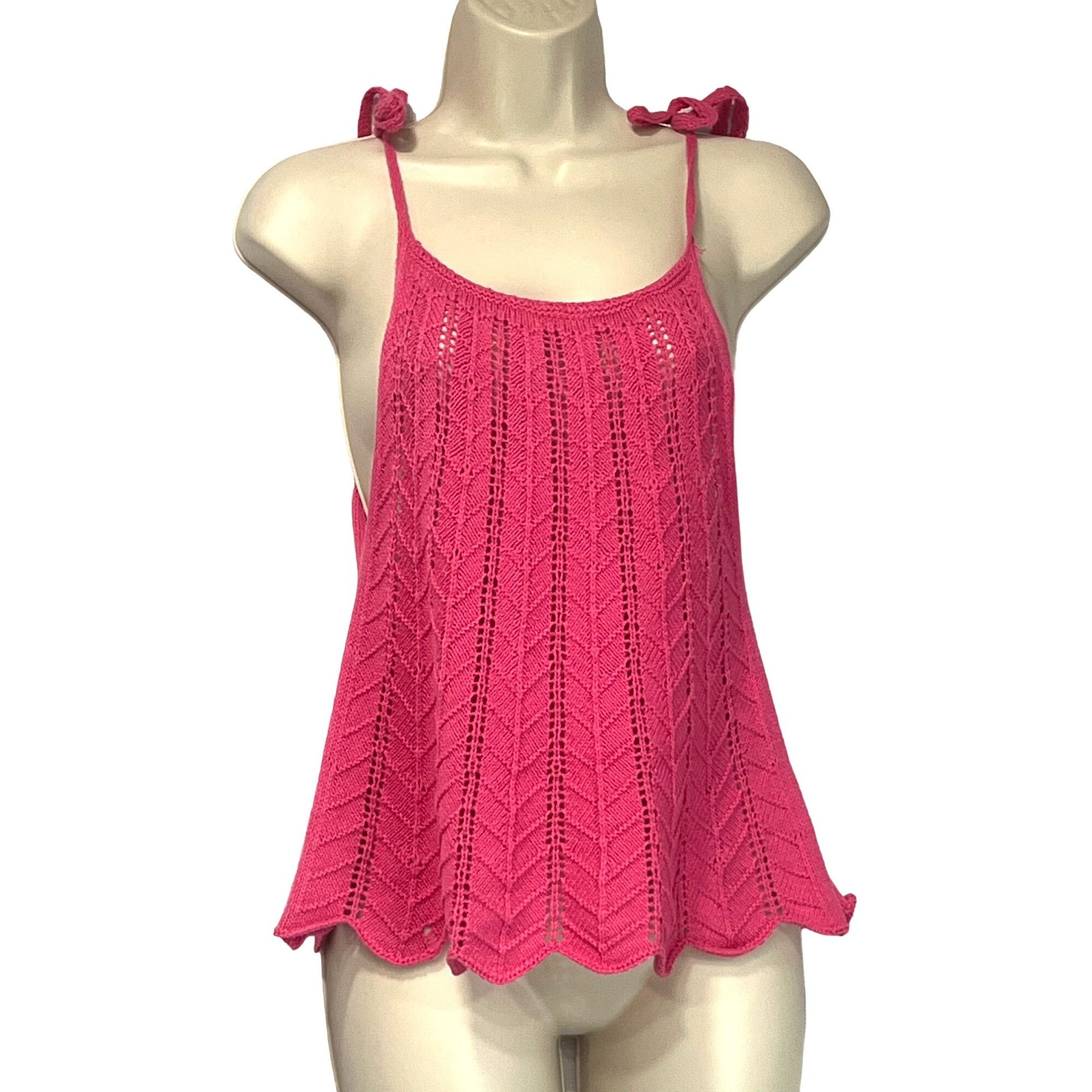 Other LUSH Crochet Knit Sweater Tank Top In Hot Pink, Sz. M Size M / US 6-8 / IT 42-44 - 1 Thumbnail