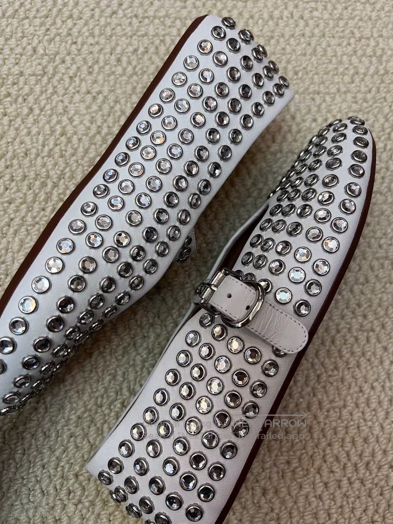 Alaia Alaia White Crystal Accented Ballet Dance Shoes Flat Shoes Size US 5.5 / IT 35.5 - 3 Thumbnail