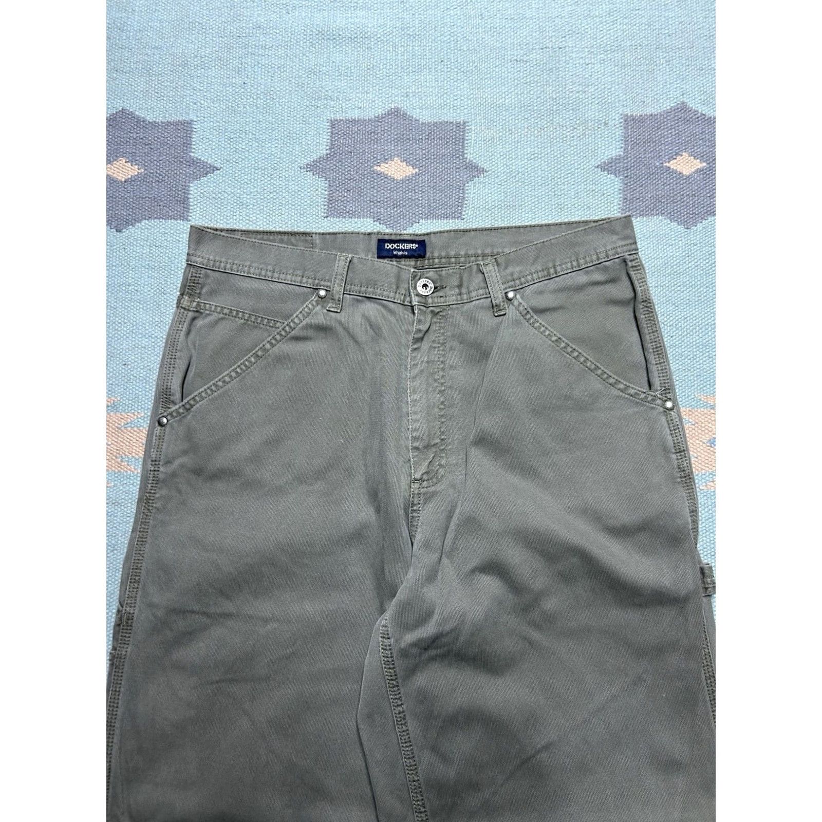Dockers VINTAGE Dockers Carpenter Pants Wide-Leg Corduroy Workwear 33x32 Mens Green Size US 33 - 6 Thumbnail