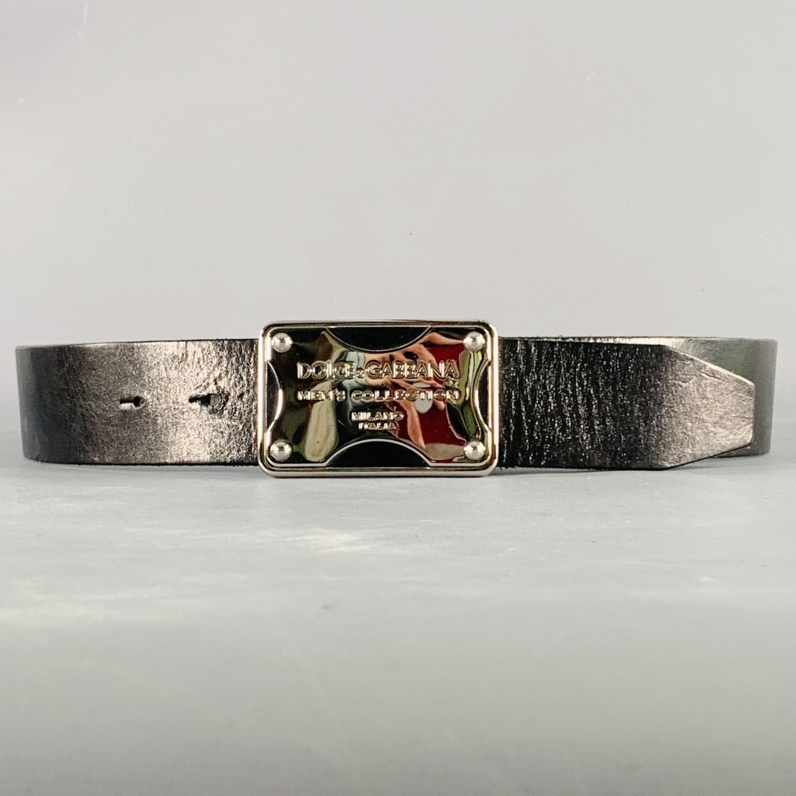 Dolce & Gabbana DOLCE & GABBANA Size 34 Black Silver Leather Belt Size 34 - 1 Thumbnail