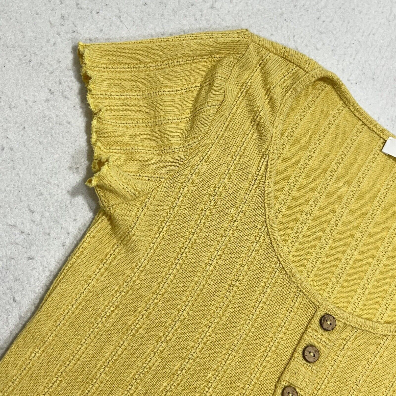 Other Glance Henley Button Up Pullover Stretch Yellow Top Size L / US 10 / IT 46 - 5 Thumbnail