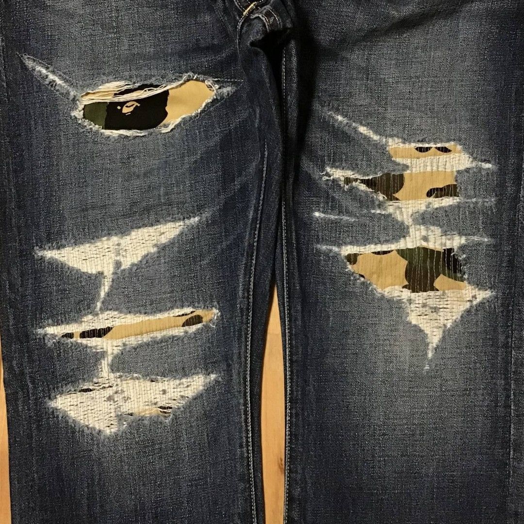 Bape BAPE CAMO Damage denim pants a bathing ape ★size L Size US 34 / EU 50 - 3 Thumbnail