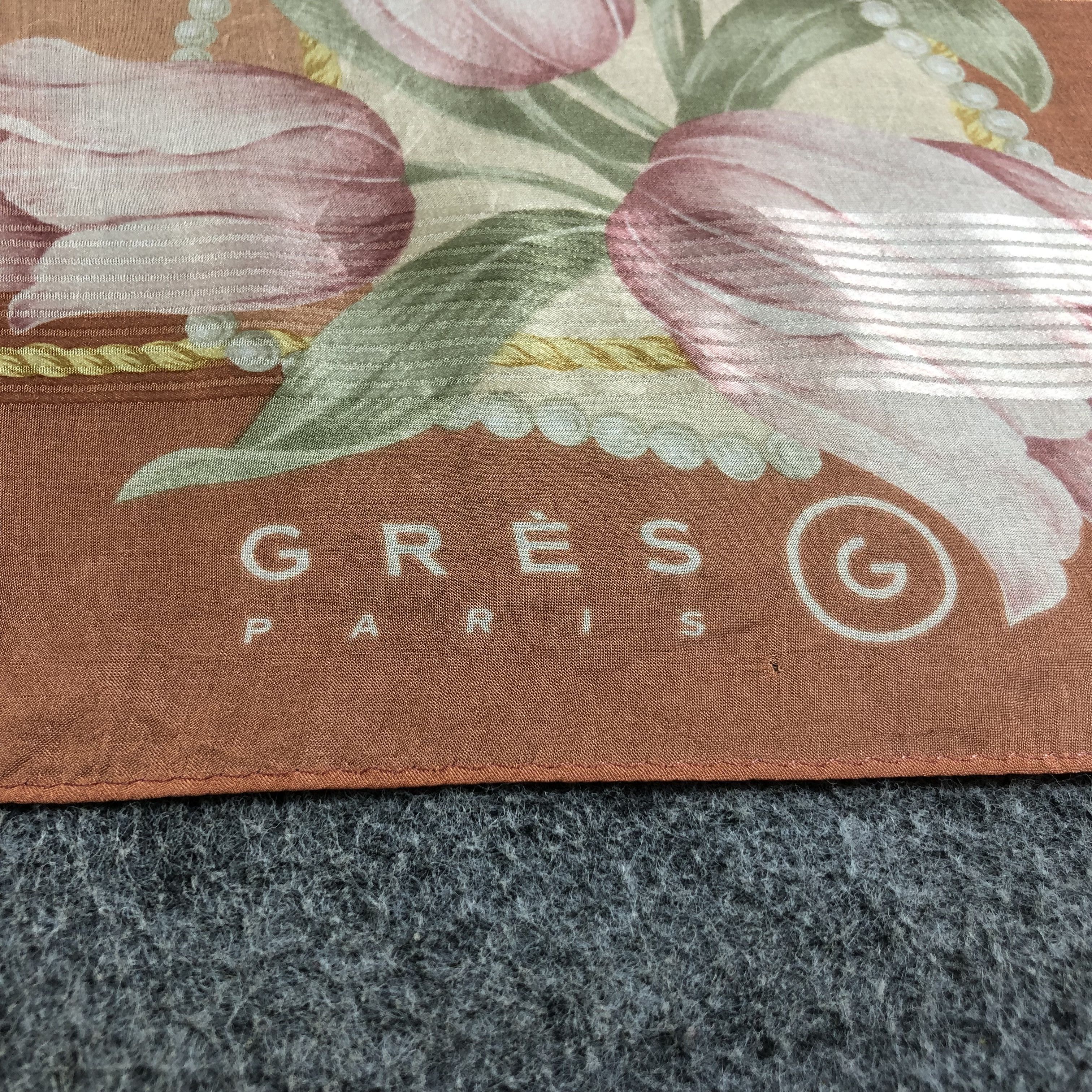 Vintage Gres Paris Floral Silk Scarf M856 Size ONE SIZE - 3 Thumbnail