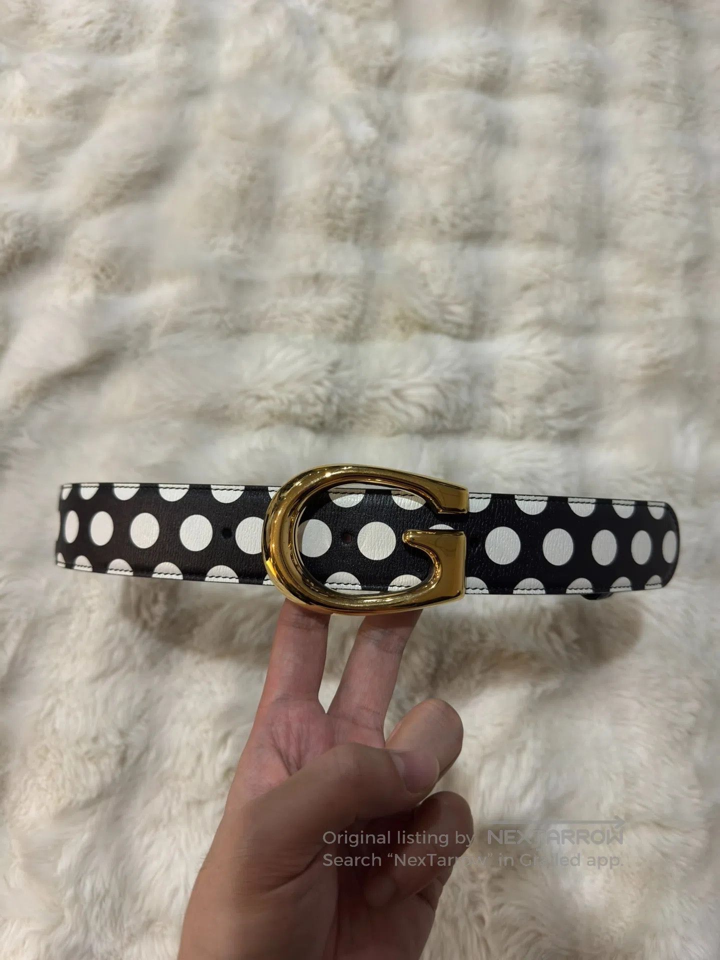 Gucci Guicci size 85 Polka Dot Gold Buckle Belt| Size ONE SIZE - 2 Thumbnail