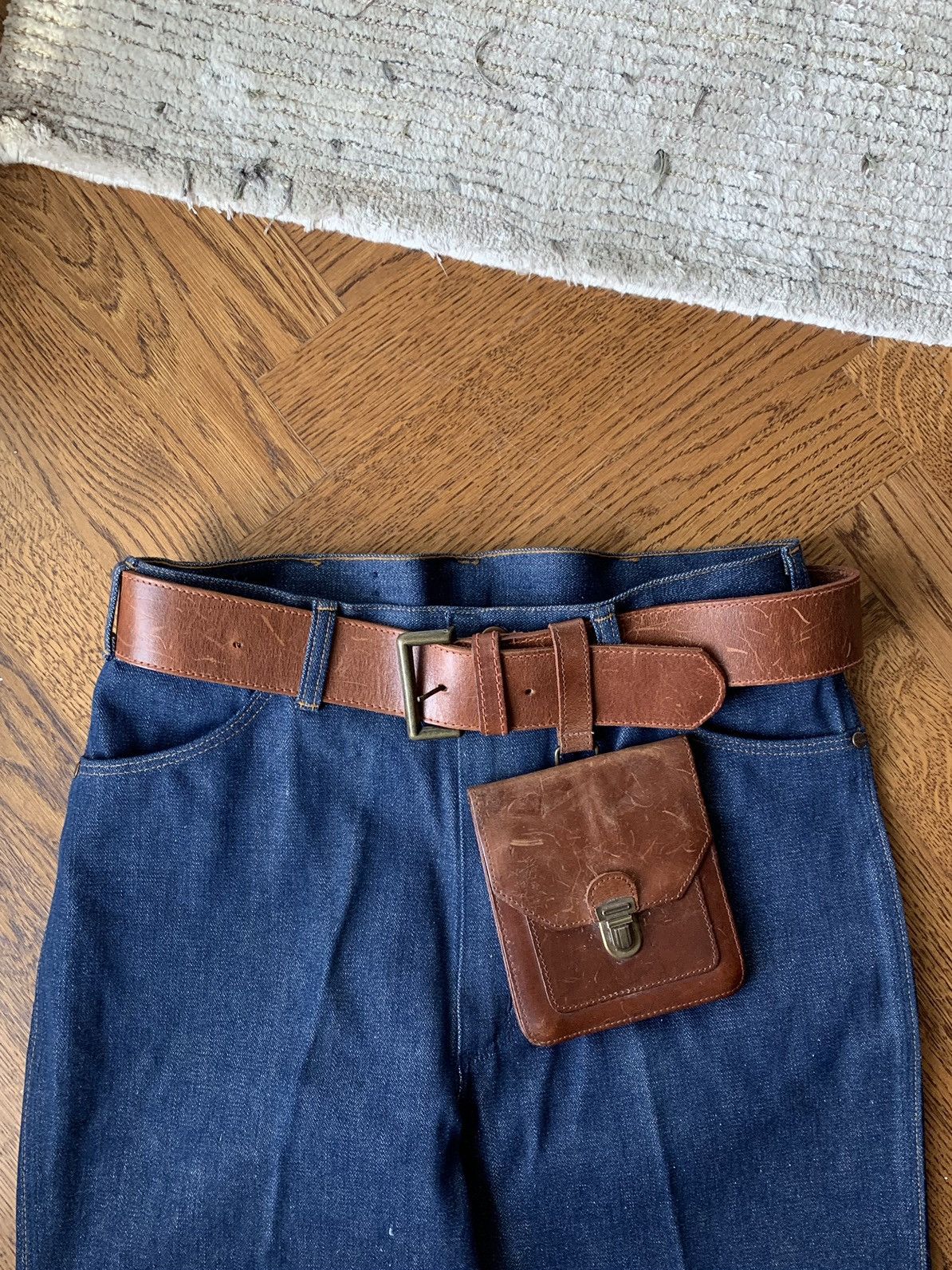 Vintage 1980s Vintage Heavy Duty Leather Utility Belt Pouch Waist 30 Size ONE SIZE - 1 Thumbnail