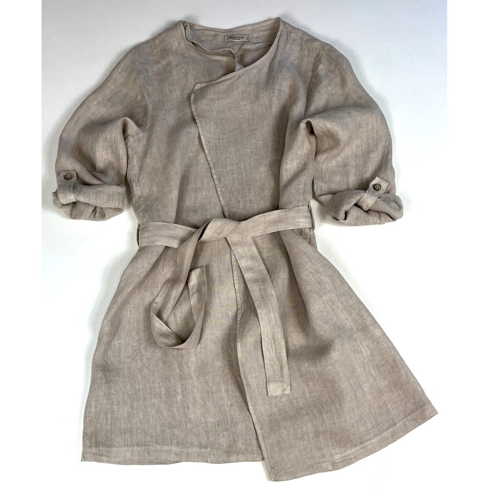 Vintage VINTAGE Women's Alessia Pacini Linen Wrap Cardigan Roll Up Sleeves Made in Italy Sz S Size S / US 4 / IT 40 - 5 Thumbnail
