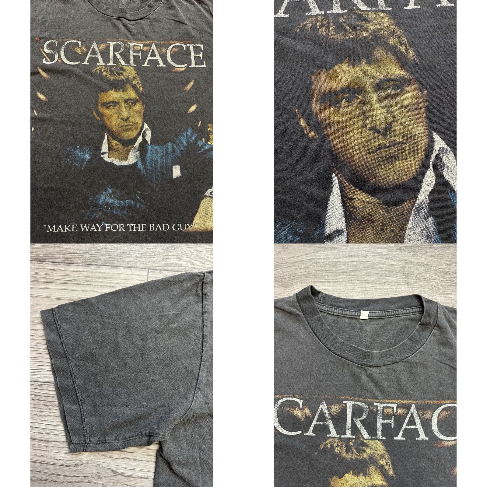Vintage VINTAGE Scarface Men T-Shirt L Black Cotton Short Sleeve Tony Montana Movie Make Way For The Bad Guy Mens Shirt Size US L / EU 52-54 / 3 - 8 Thumbnail