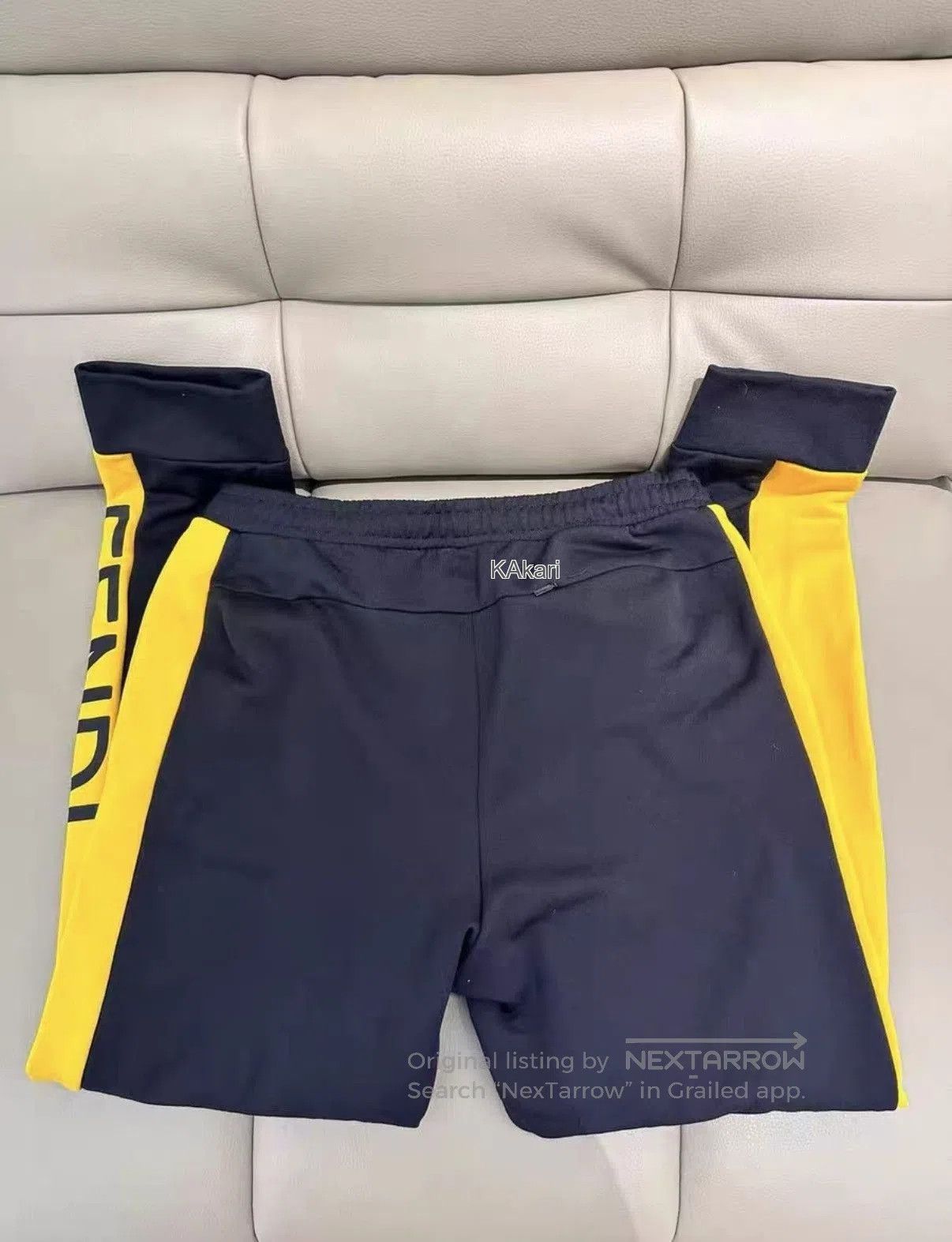 Fendi Black Athletic Shorts with Yellow Side Stripes. Size US 36 / EU 52 - 2 Thumbnail