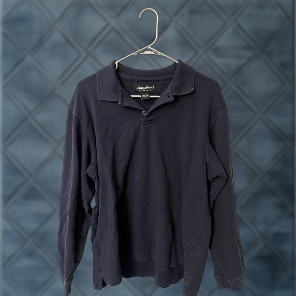 Eddie Bauer Eddie Bauer Polo Shirt Men L Navy Long Sleeve Cotton Distressed Casual Size US L / EU 52-54 / 3 - 1 Thumbnail