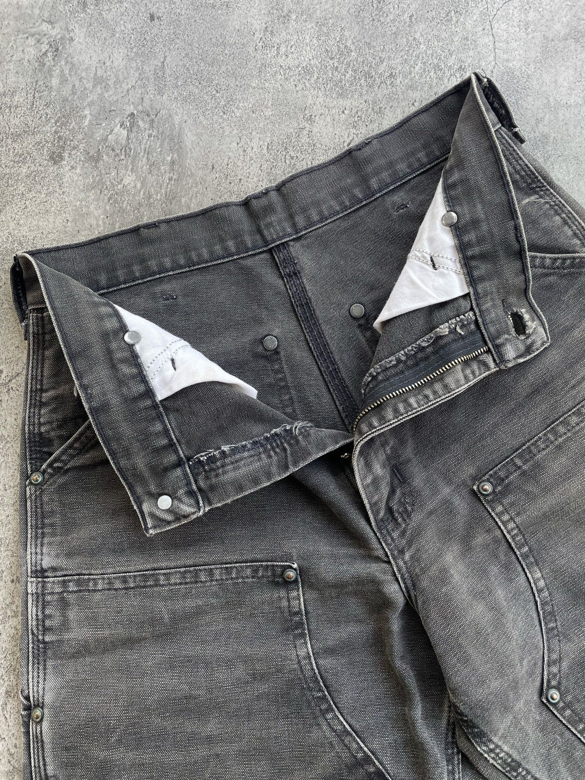 【鬼フェード】90s Carhartt ダブルニーブラック 34×30 USA製 Carhartt Double Knee Pants - Faded Black | Flatspot