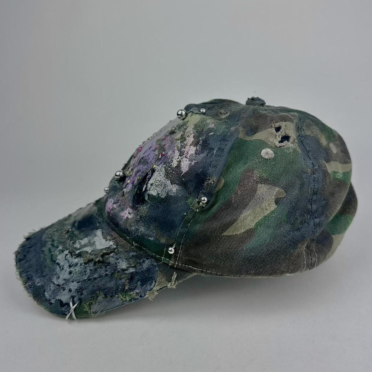 Other ASTROBOI* 'Rhinestone Camo' Green Distressed Hat Size ONE SIZE - 3 Thumbnail