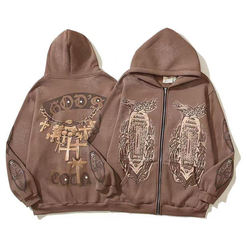 Japanese Brand × Vintage Street Retro Embossed Print Loose Hooded Sweatshirt Size US XL / EU 56 / 4 - 1 Thumbnail