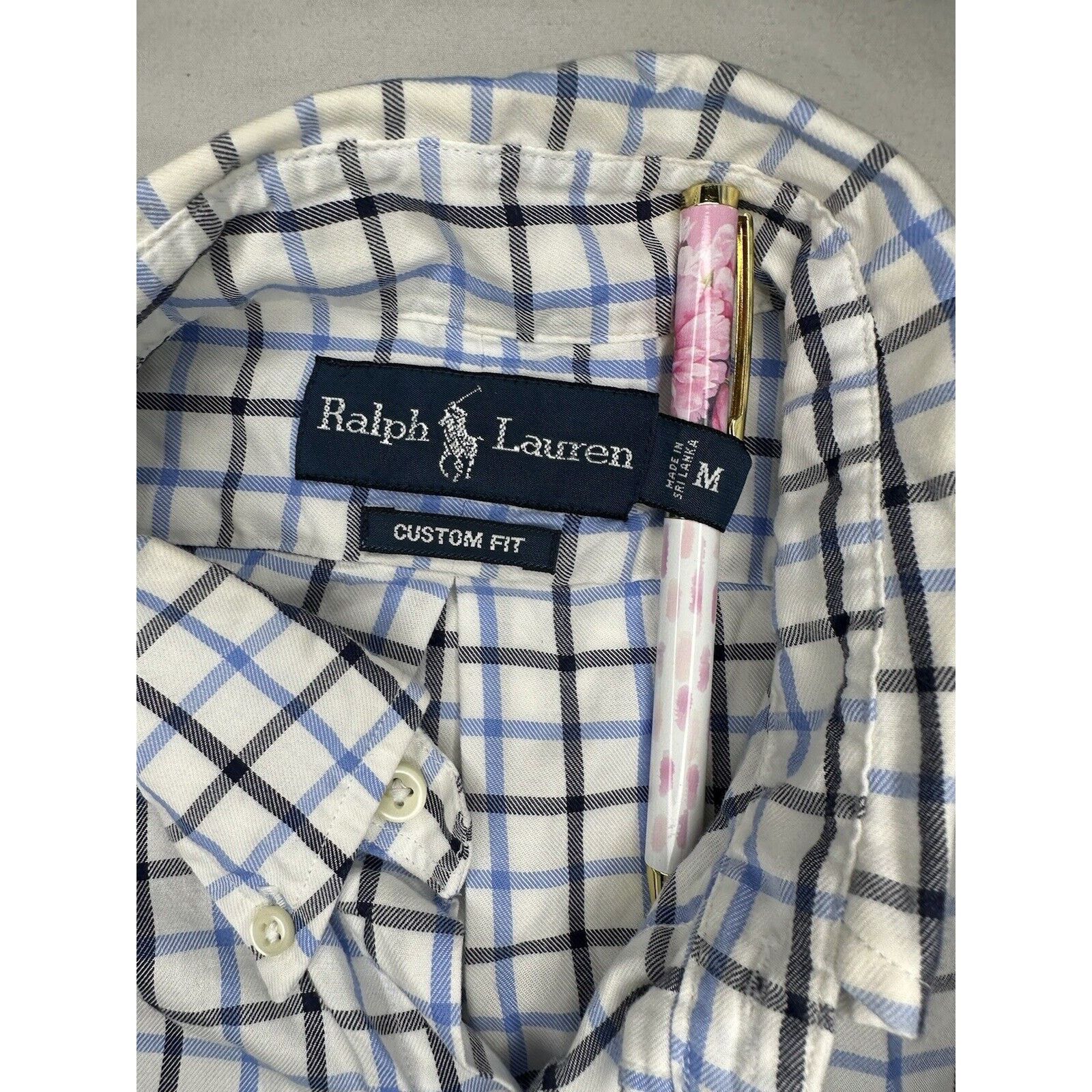 Ralph Lauren Ralph Lauren Custom Fit Button Medium Shirt White Blue/Pony Size US M / EU 48-50 / 2 - 5 Thumbnail