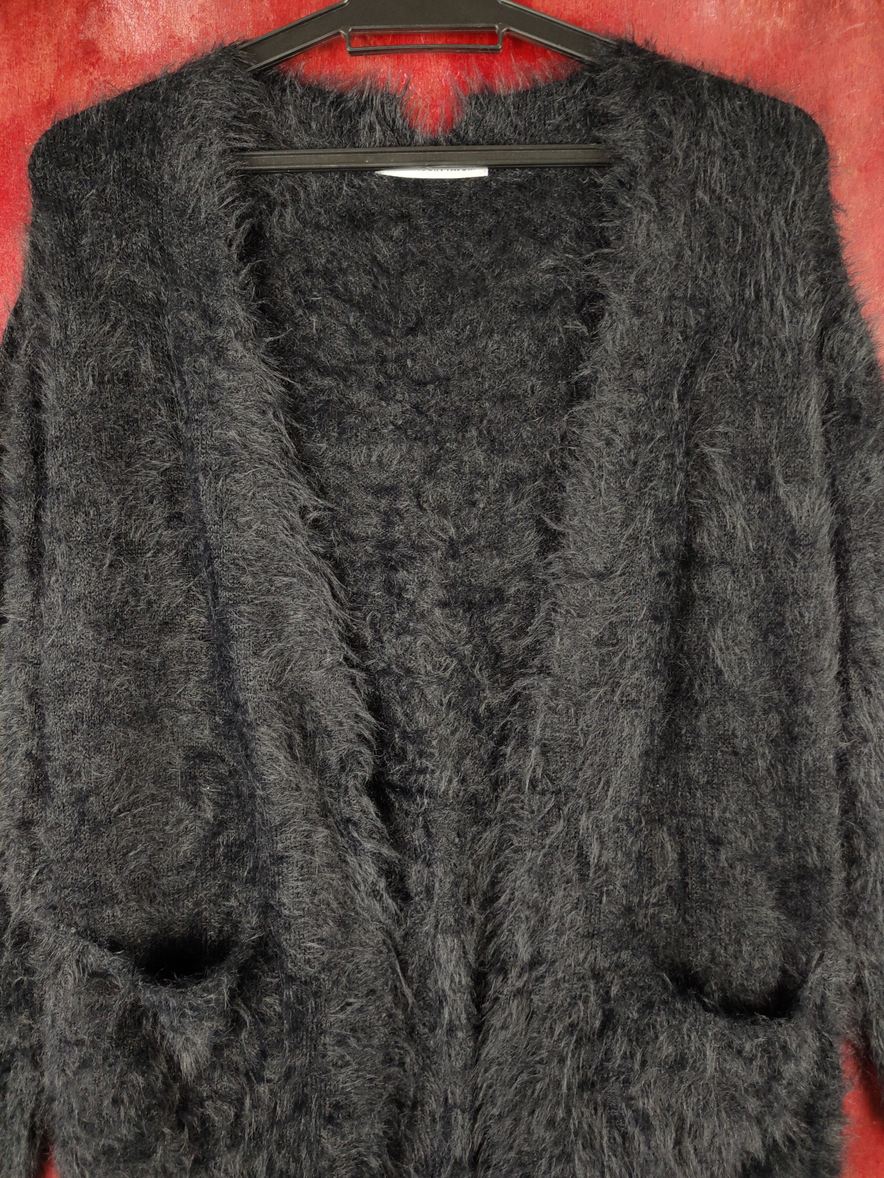 Vintage Ray Cassin Favori Black Fur Mohair Knitwear Cardigan Size M / US 6-8 / IT 42-44 - 2 Thumbnail