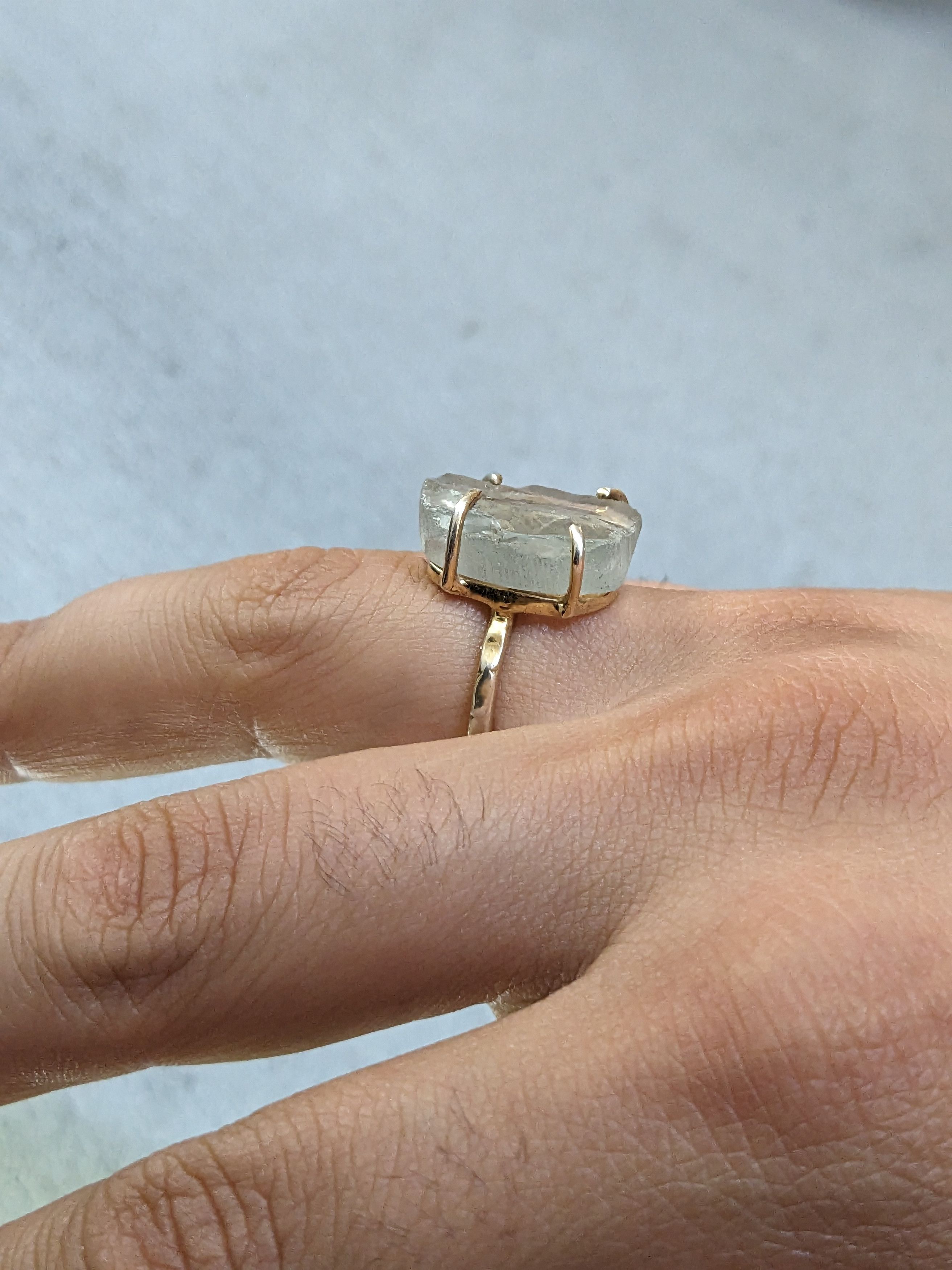 Jewelry Vintage Sterling Silver Ring Glass 7.75 Modern Gold Plated Size ONE SIZE - 14 Thumbnail