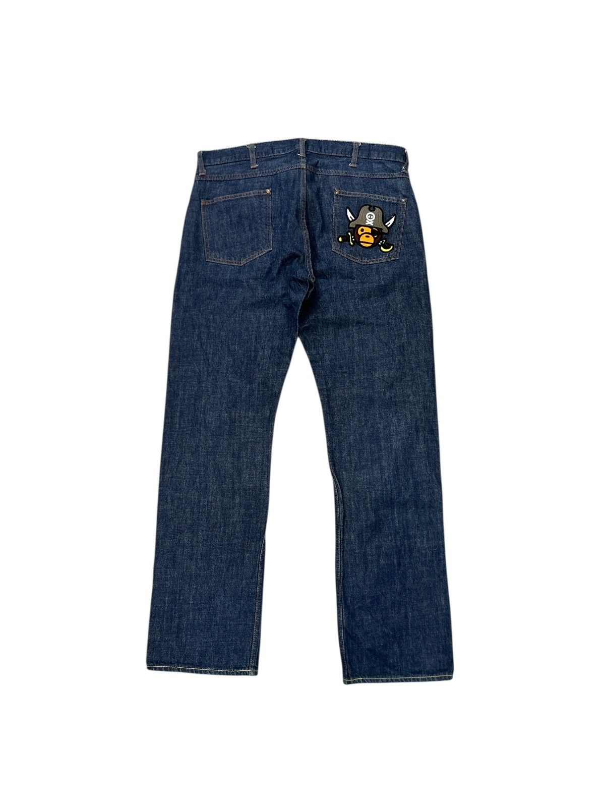 Bape BAPE Pirate Ape Embroidered Denim Jeans ( Made in Japan) Size US 35 - 1 Thumbnail