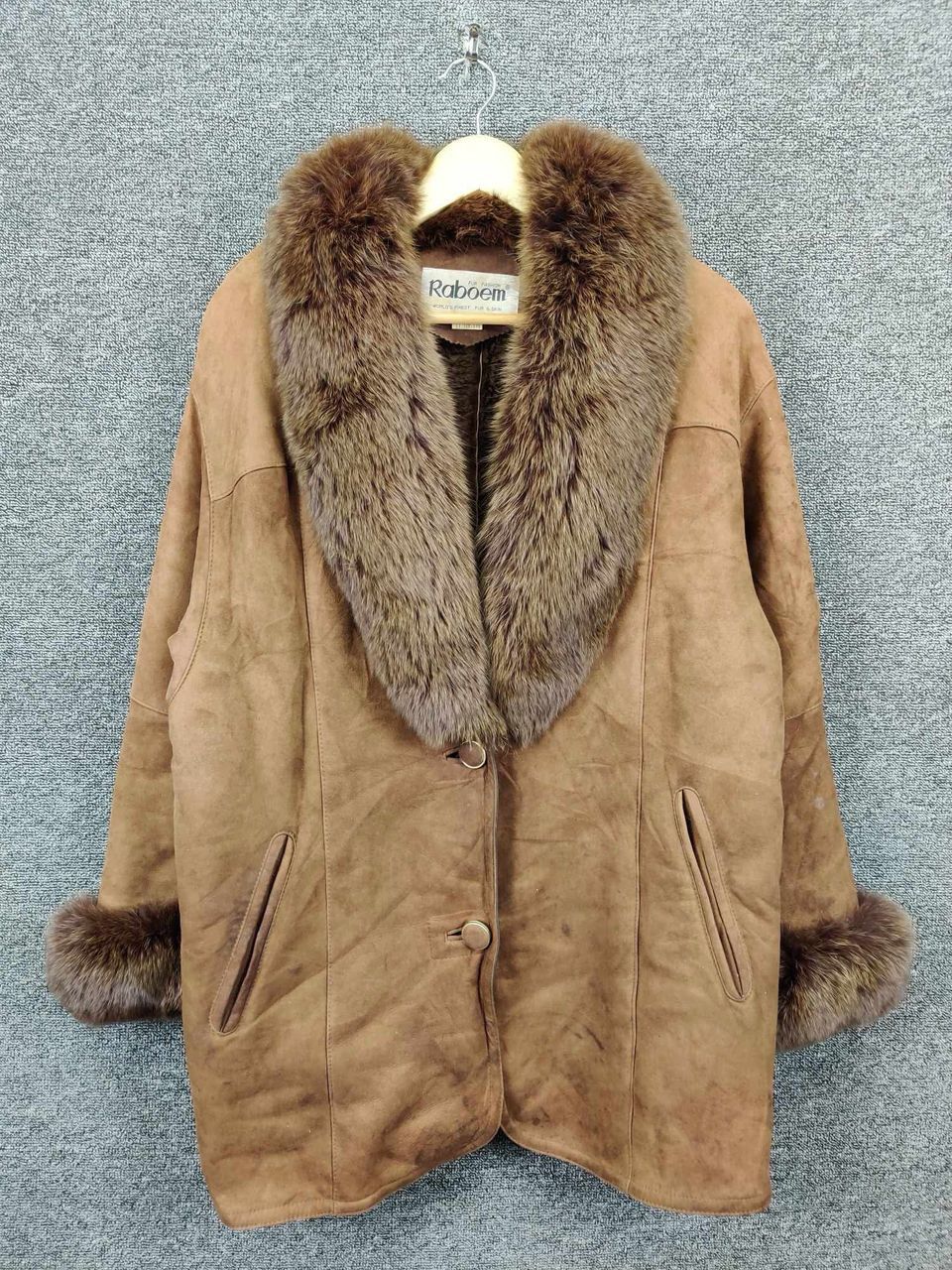 Leather Vintage Roboem Faux Fur Sheepskin Suede Leather Coat Size US L / EU 52-54 / 3 - 1 Thumbnail
