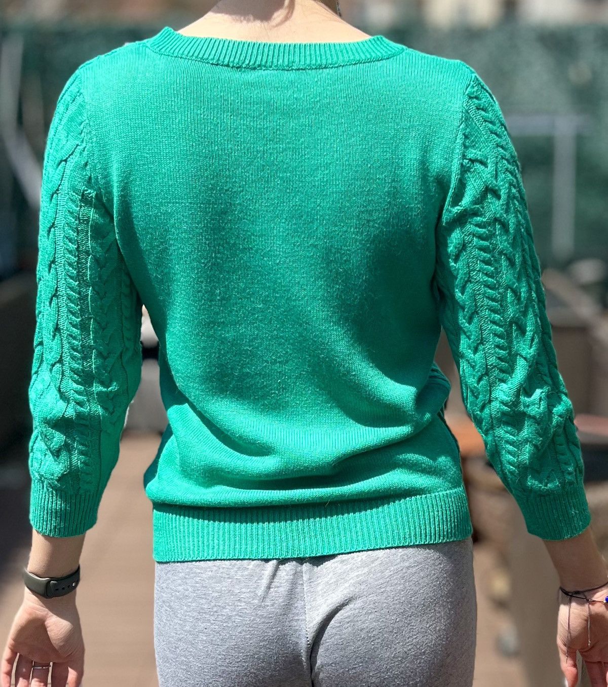 H&M Women’s H&M Basic Green Cable Knit Sweater Size S knit Size S / US 4 / IT 40 - 3 Thumbnail