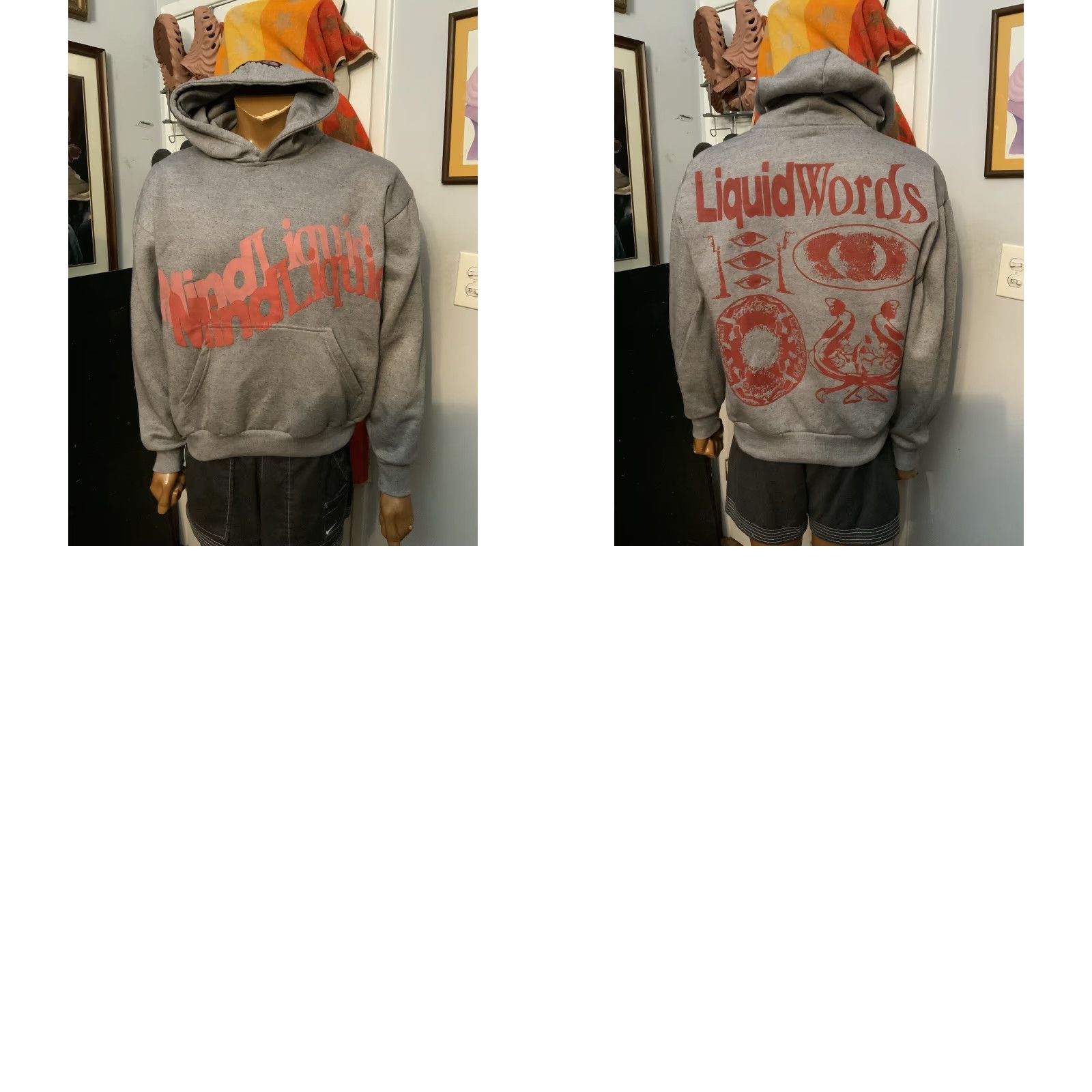 Vintage VINTAGE Mind Liquid “Liquid Words” Gray Fleece Graphic Puff Print Pullover Hoodie M Mens Pullover Hoodie Gray Mind Liquid Size US M / EU 48-50 / 2 - 9 Thumbnail