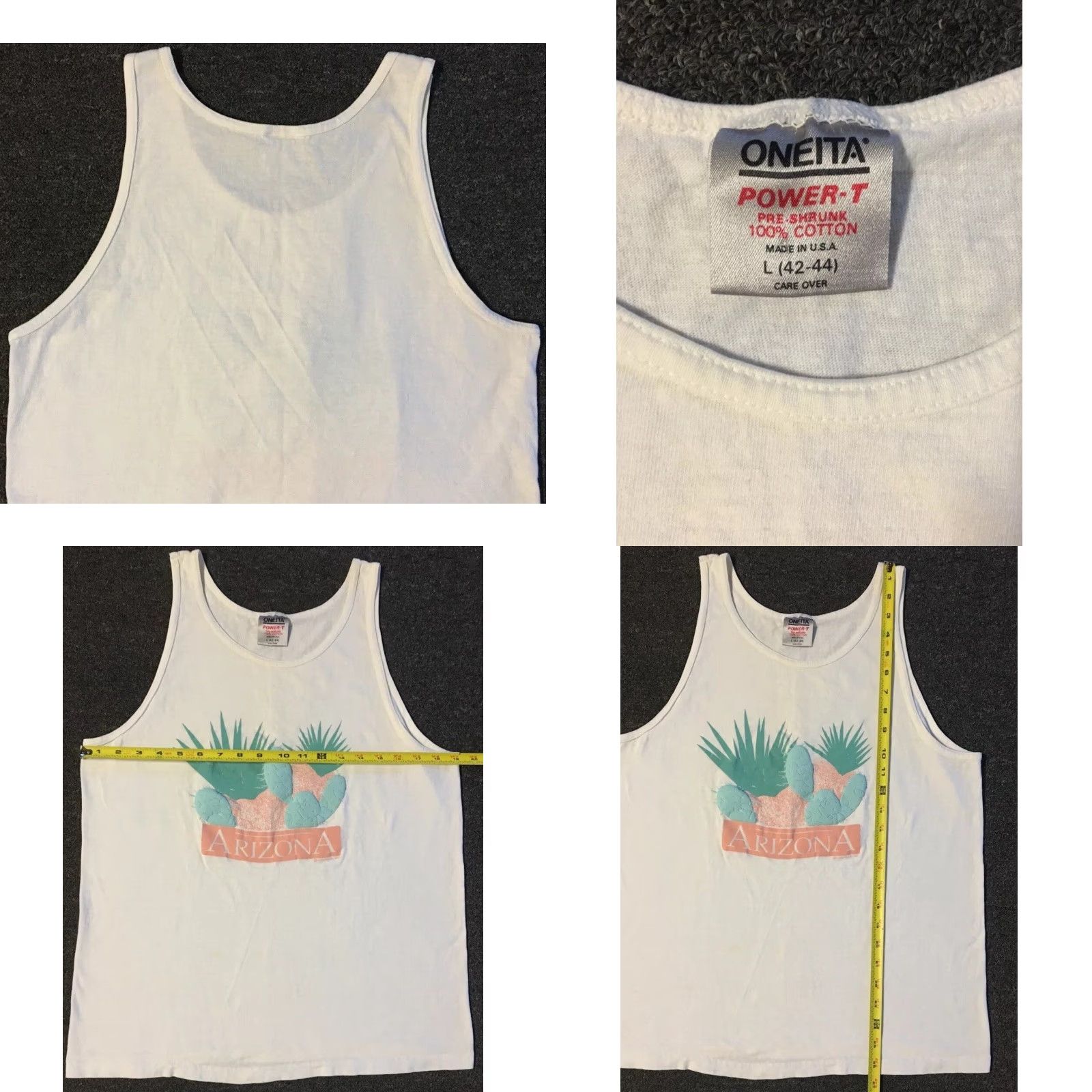 Vintage VINTAGE Arizona Cactus Tank Top S USA 80s 90s White Sun Palm Trees Grunge Single Stitch Men Tank Top T-Shirt US Made Size US S / EU 44-46 / 1 - 8 Thumbnail