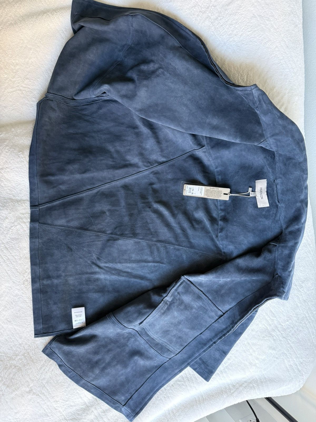 Hudson HUDSON Men’s XXL Petrol Leather Suede Zip Shirt Short Sleeve Size US XXL / EU 58 / 5 - 12 Thumbnail