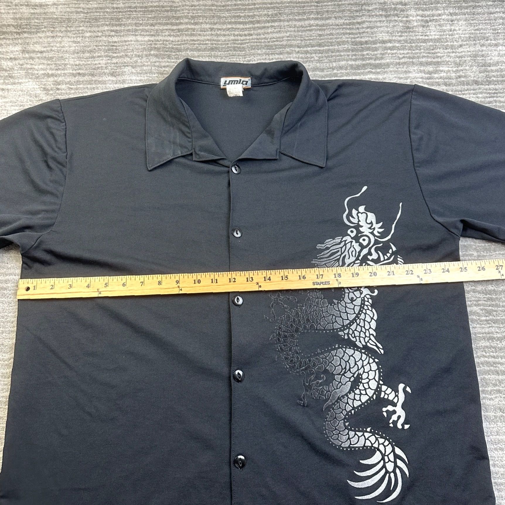 Vintage YMLA Shirt Mens L Black Button Up Casual Camp Disco Y2K Rave USA Made Size US L / EU 52-54 / 3 - 7 Thumbnail