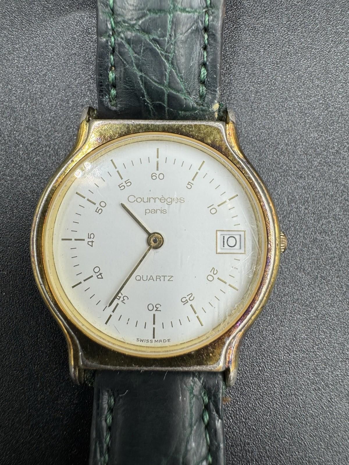 Courreges Vintage Courreges Paris Quartz Date Watch Swiss Made White D Size ONE SIZE - 2 Thumbnail
