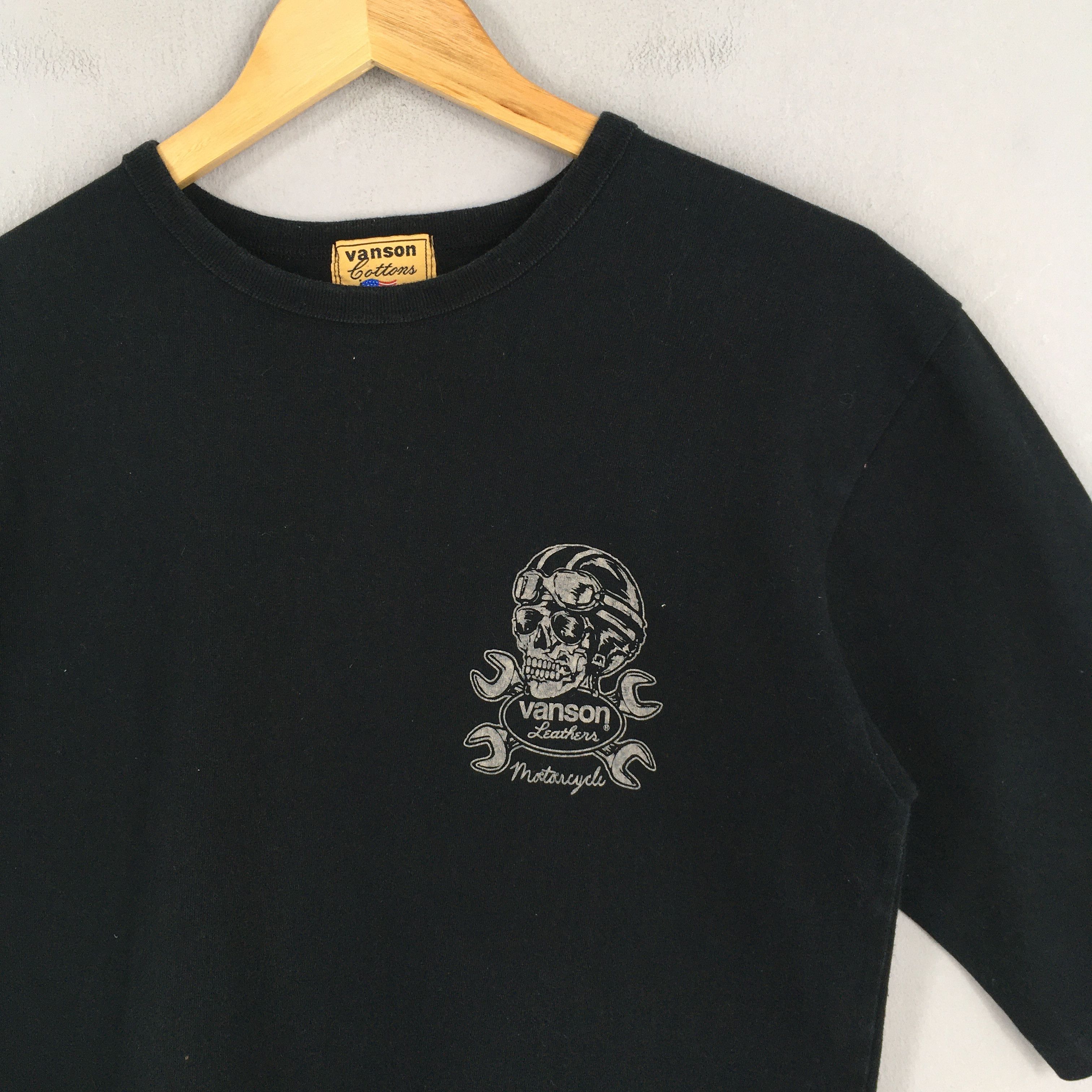 Vanson Leathers 90's Vanson Leather Skull Motorcycles Biker Black T shirt Size US M / EU 48-50 / 2 - 4 Thumbnail