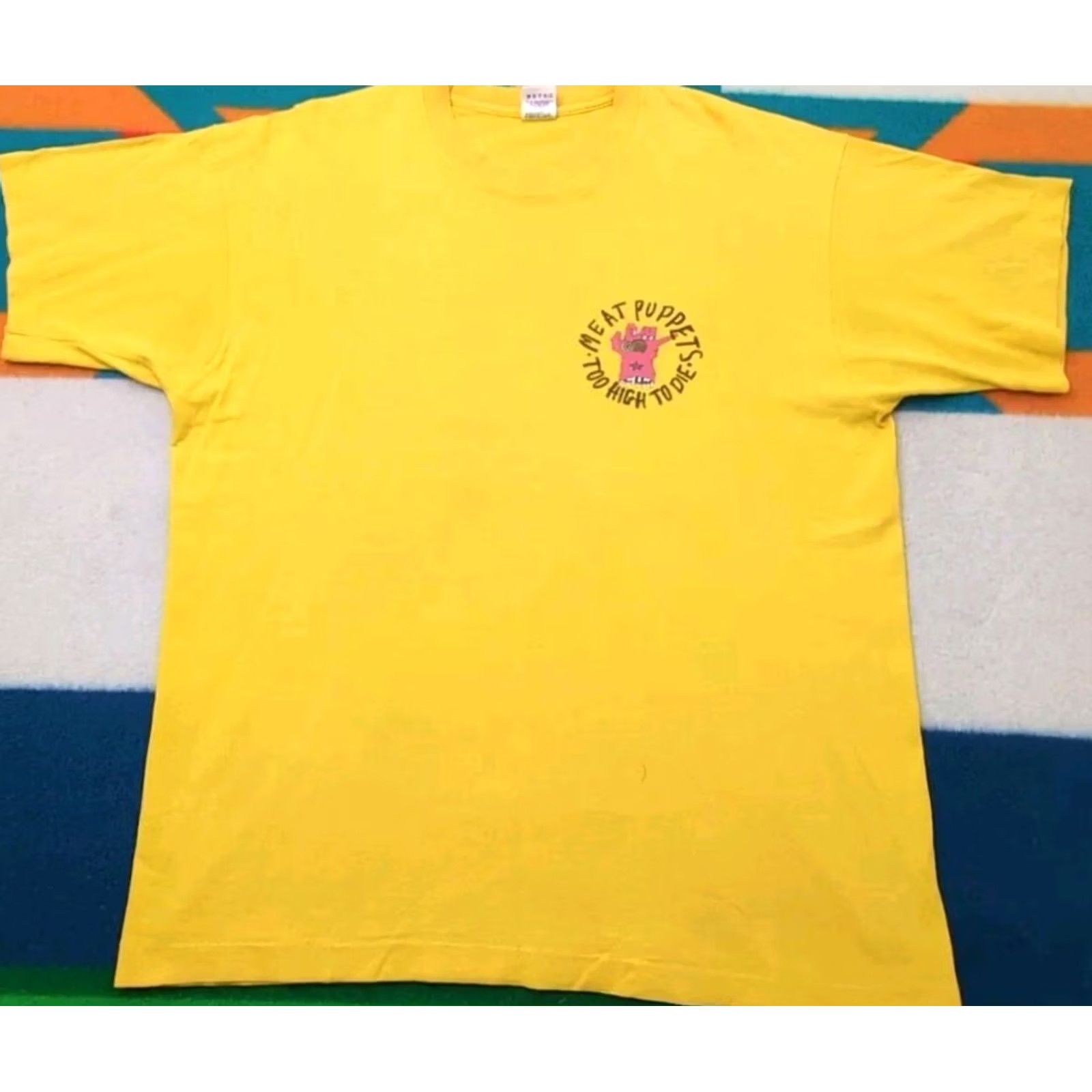 Fruit Of The Loom VINTAGE Meat Puppets Band Shirt "Too High To Die" Single Stitch XL Fruit of the Loom Yellow Mens Size US XL / EU 56 / 4 - 2 Thumbnail