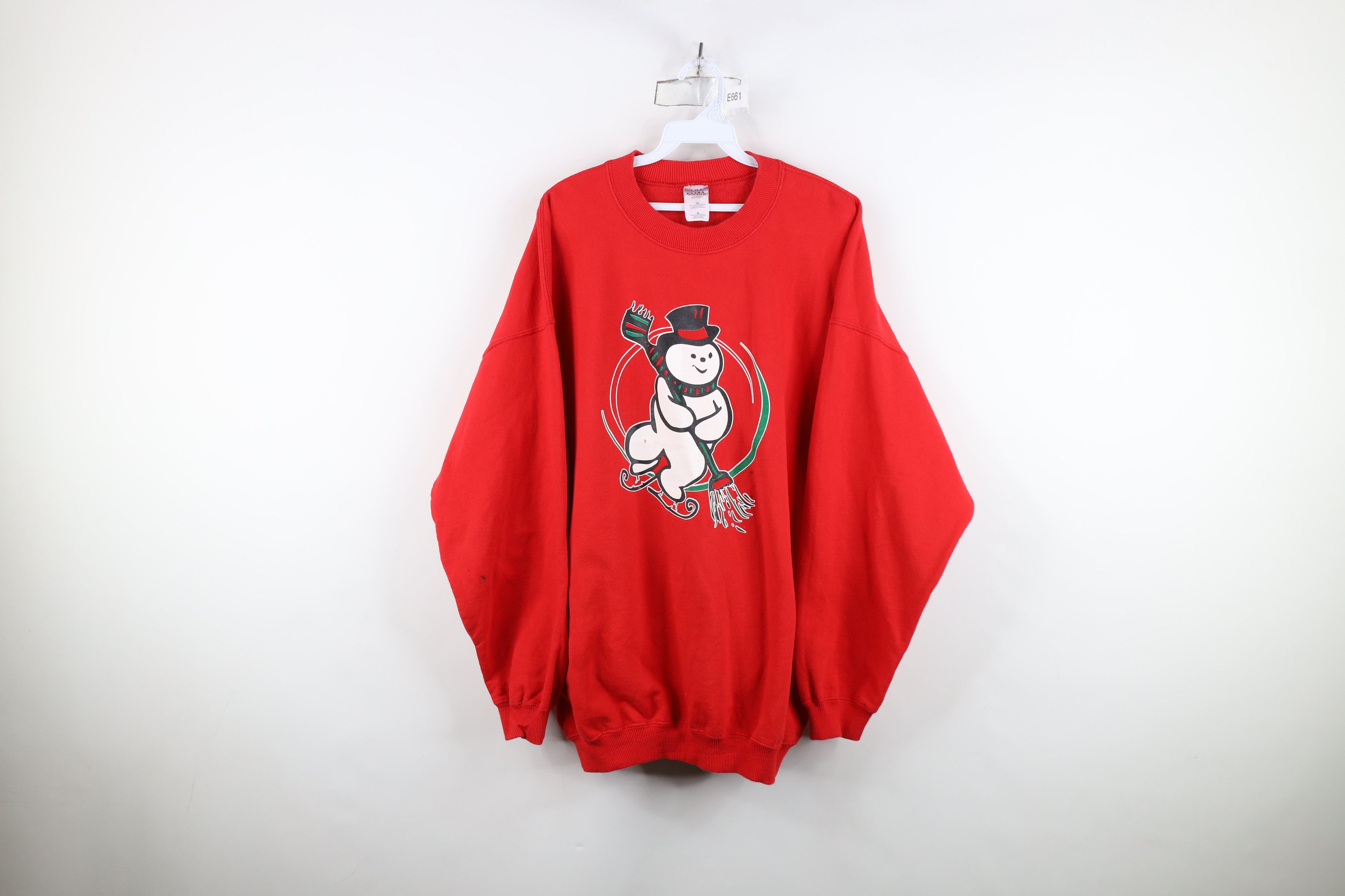 Vintage Vintage 90s The Snowman Hockey Crewneck Sweatshirt Red Size US XL / EU 56 / 4 - 1 Thumbnail