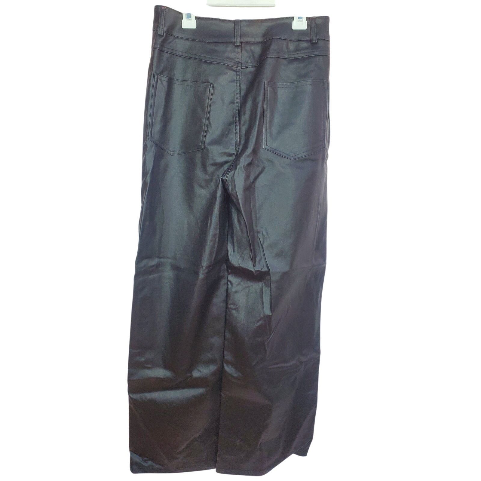 Shein SHEIN Black Pleather Wide Leg Pants Pockets Large Size 28" / US 6 / IT 42 - 2 Thumbnail