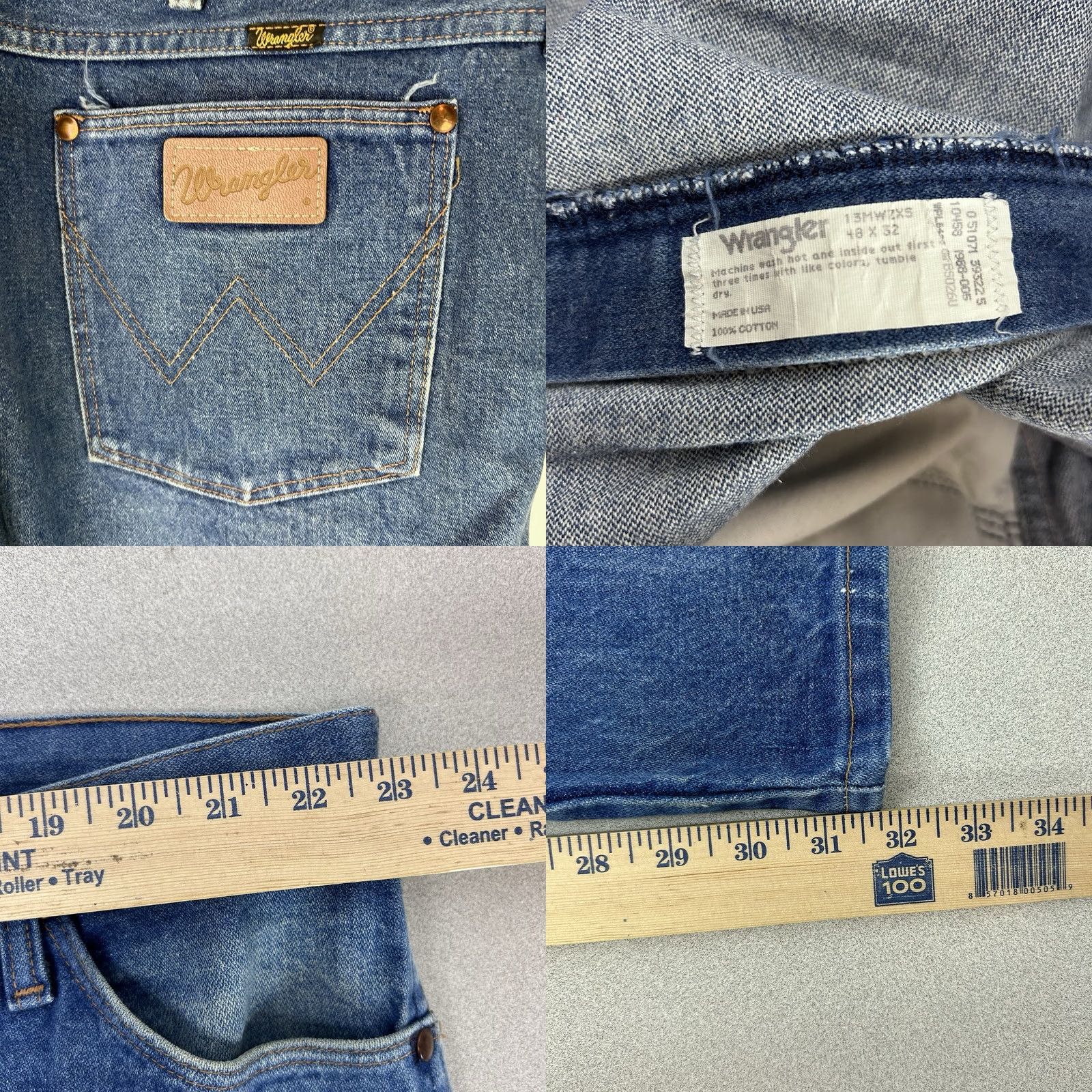 Wrangler VINTAGE Wrangler Jeans Mens 46x30 48x30 Big & Tall Made USA Blue 80s/90s Cotton Rockabilly Mens Size US 30 / EU 46 - 8 Thumbnail