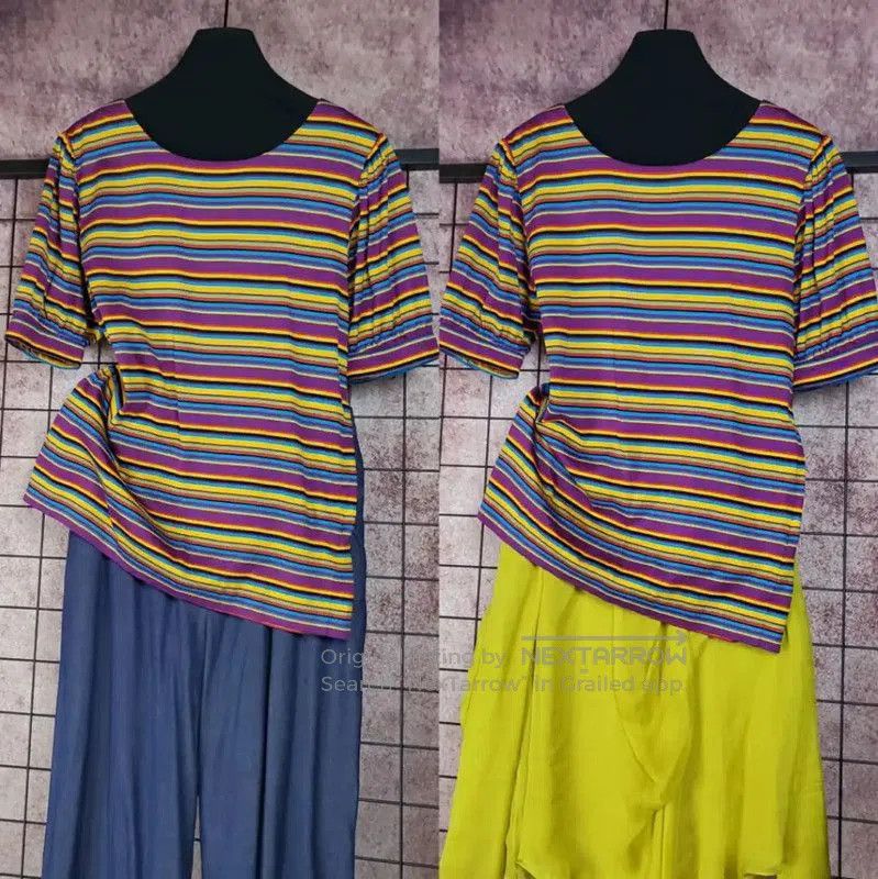 Yves Saint Laurent YSL Purple Striped Cotton Short-Sleeve T-Shirt . Size M / US 6-8 / IT 42-44 - 1 Thumbnail