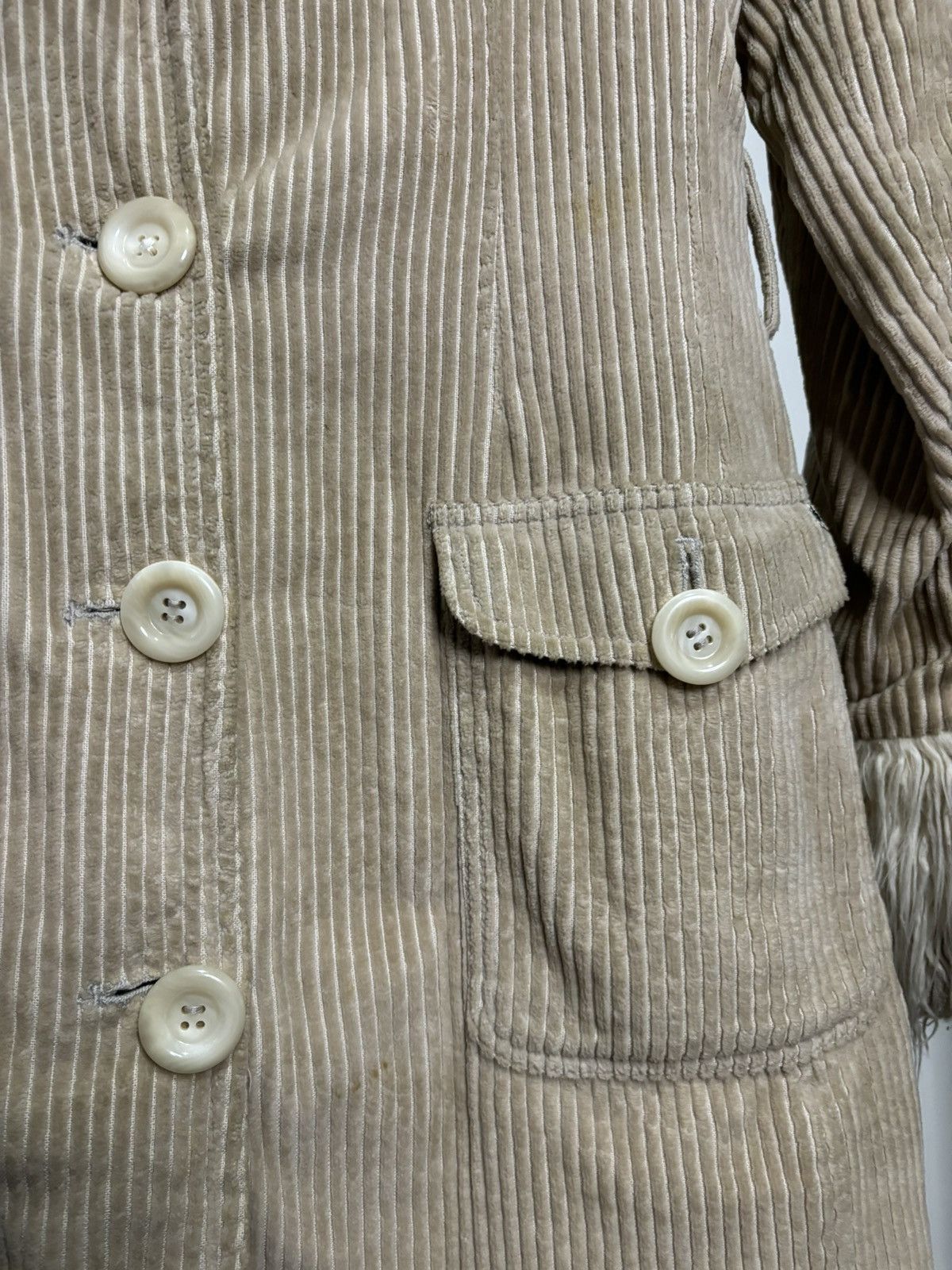 Buffalo David Bitton × Vintage Vintage Y2K Beige Corduroy Faux Fur Afghan Trench Jacket Size L / US 10 / IT 46 - 4 Thumbnail