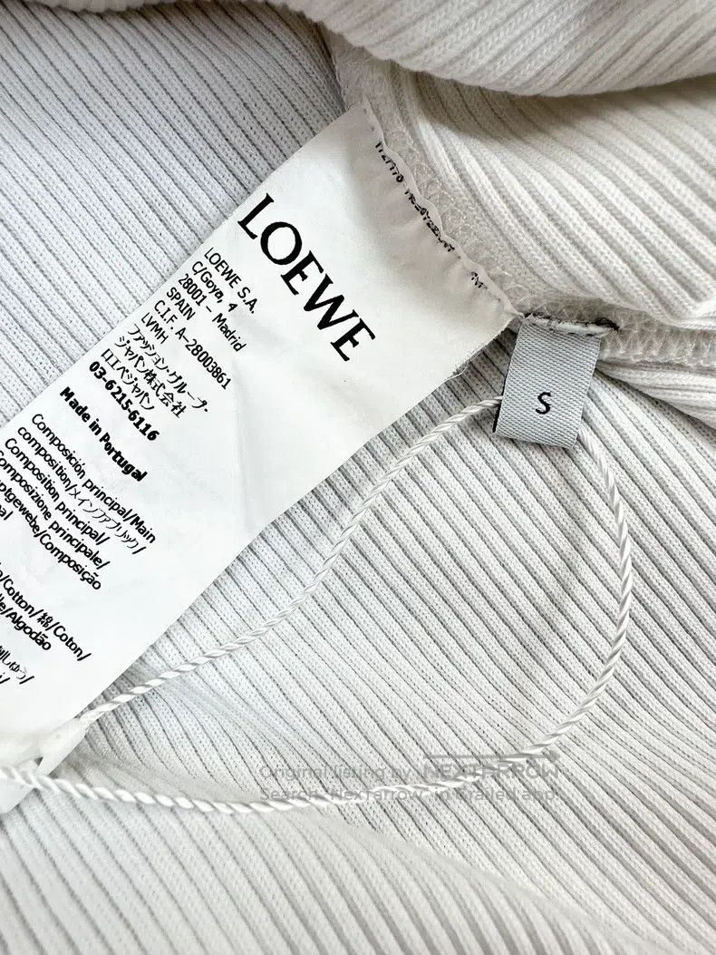 Loewe Loewe White Ribbed Stretch Embroidered Long Sleeve T-Shirt Size S / US 4 / IT 40 - 8 Thumbnail