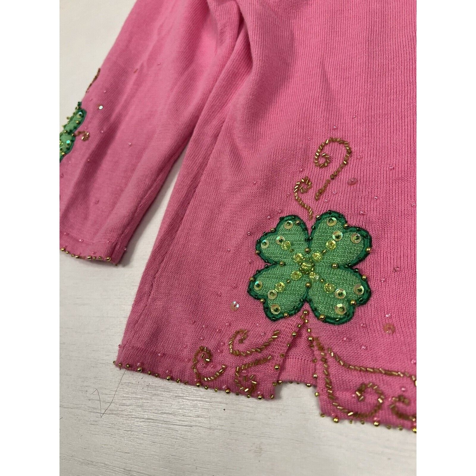 Other VTG Collective Works Of Berek 2 Clovers Pink Lucky Sweater Size L / US 10 / IT 46 - 6 Thumbnail