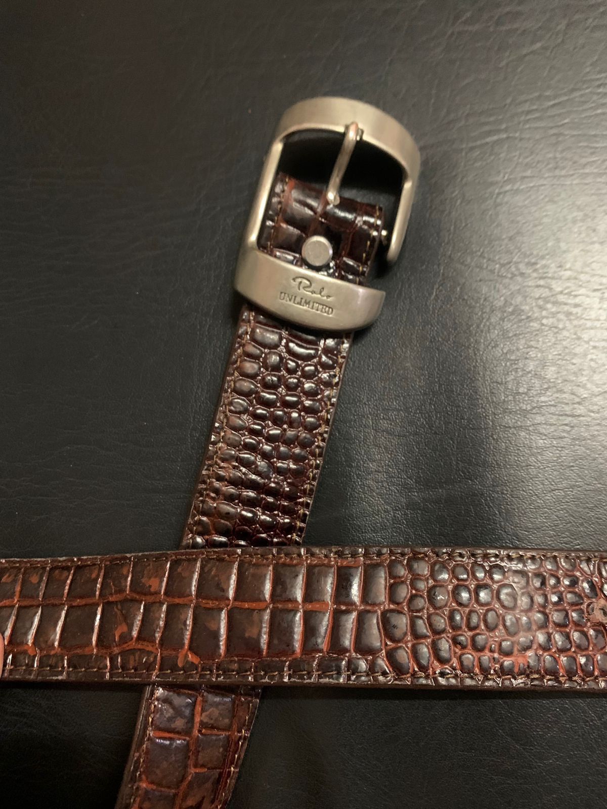 If Six Was Nine Brown aligator skin belt Size ONE SIZE - 3 Thumbnail