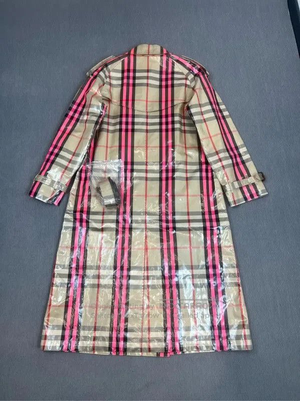 Burberry Burberry Women's Pink Check Polyester Trench Coat. Size S / US 4 / IT 40 - 2 Thumbnail
