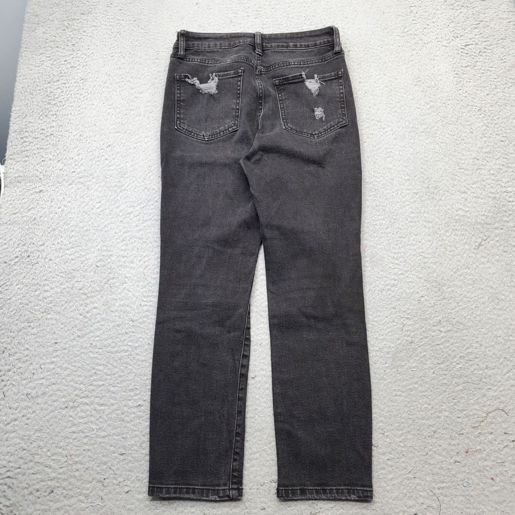 Denime JUST BLACK JBD Jeans Womens 26 Black Distressed Streetwear Straight Leg Jeans WWomens Size 26 Black Distressed Straight Jeans Size 26" / US 2 / IT 38 - 2 Thumbnail