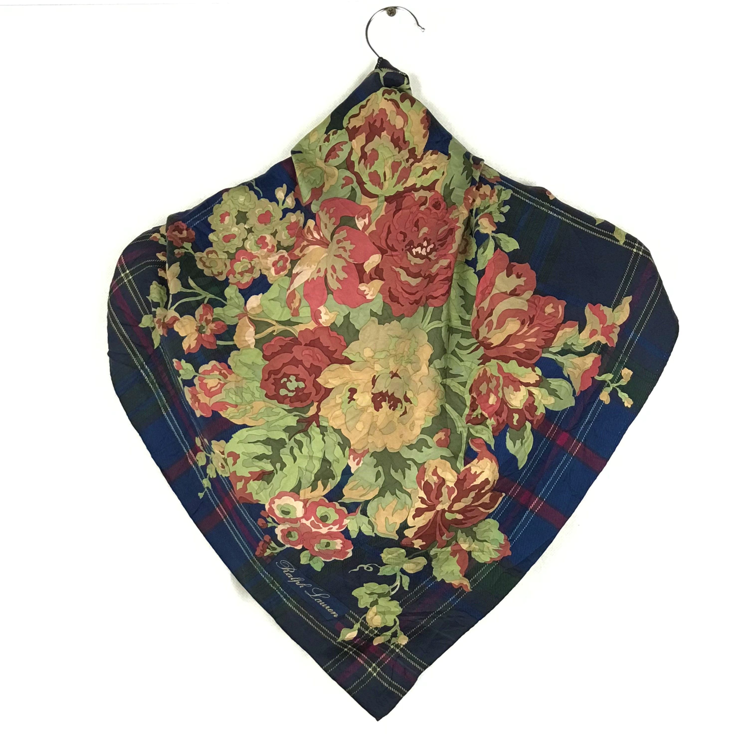 Ralph Lauren RL603 Vintage Ralph Lauren Silk Scarf Shawl Designer Scarf Size ONE SIZE - 3 Thumbnail