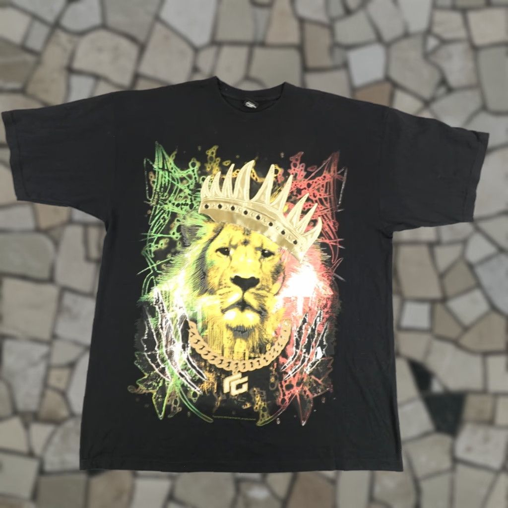 Vintage VINTAGE Fuya Men's T-Shirt XXL Black Lion Of Judah Reggae Rasta Crown Y2K 2000s Cotton Graphic Print Size US XXL / EU 58 / 5 - 1 Thumbnail