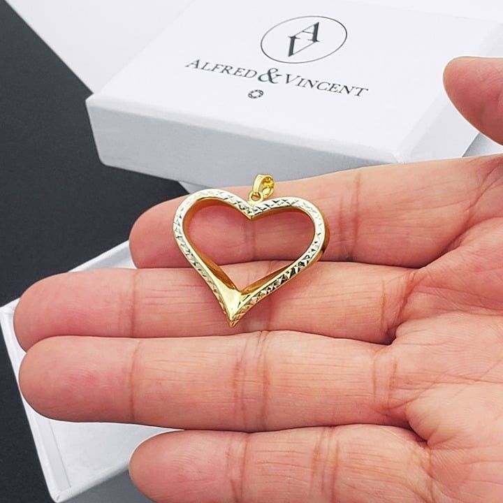 Other Reversible Heart Love Charm D-Cut Pave Pendant in 2-tone 14k Size ONE SIZE - 3 Thumbnail