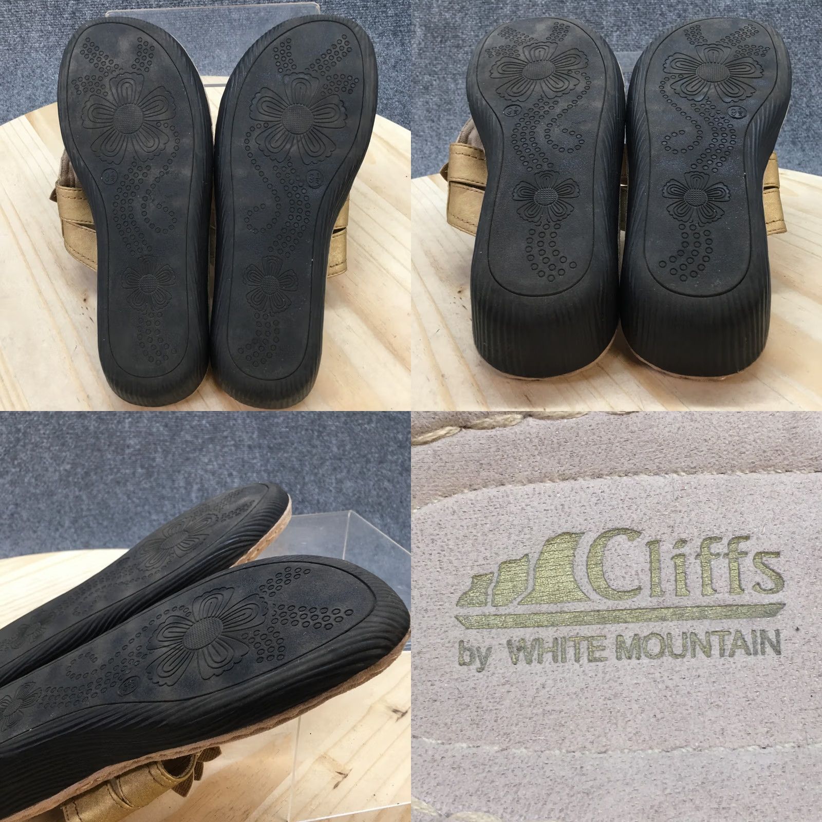Vintage Cliffs by White Mountain Sandals Womens 9.5 M Cove Thong Gold Faux Leather Wedge Size US 10 / IT 40 - 8 Thumbnail