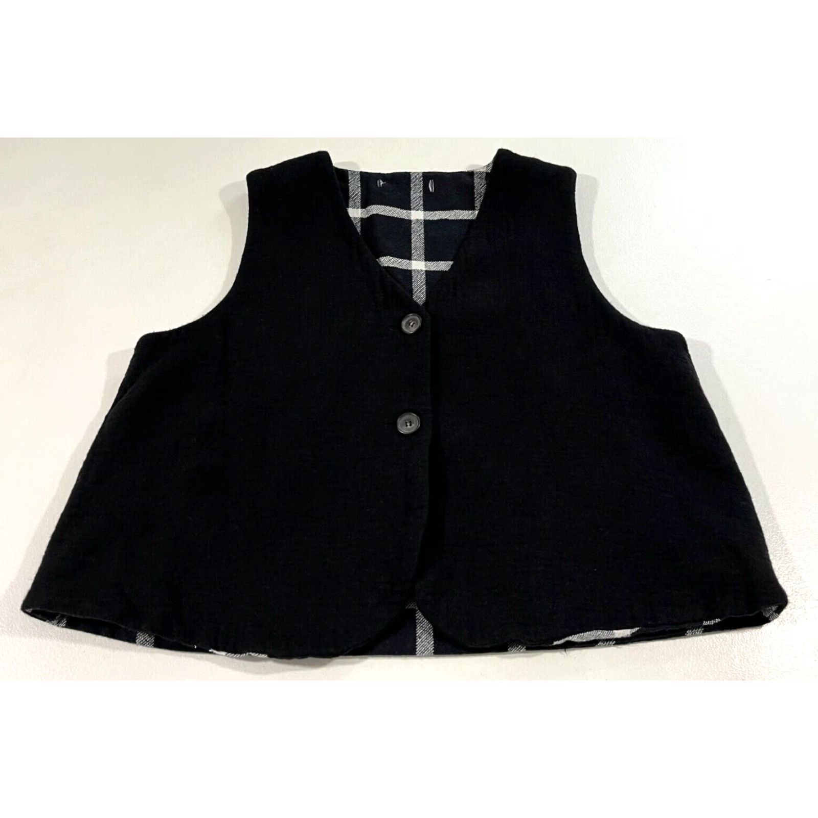 Vintage Neirami Women’s Vest Shirt Black and White Button Front Made in Italy Sz L Vintage City Designer Size L / US 10 / IT 46 - 6 Thumbnail