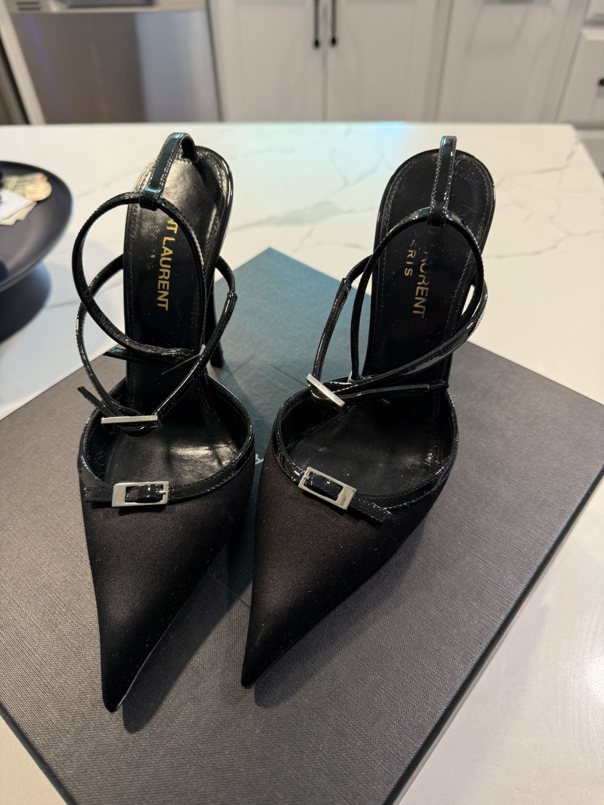 Yves Saint Laurent YSL Black satin jones pump Size US 5 / IT 35 - 1 Thumbnail