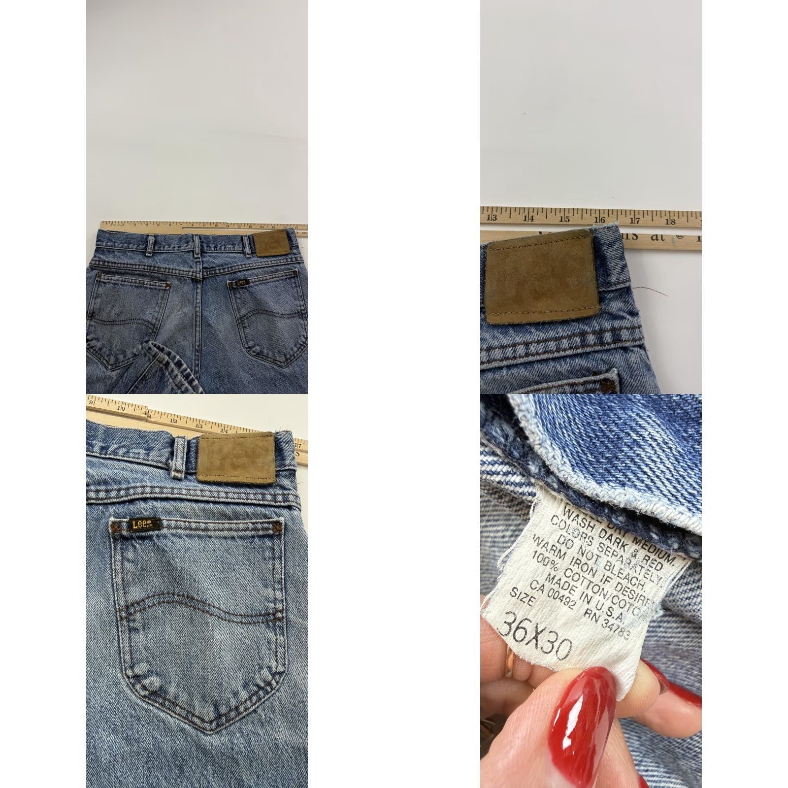 Lee Vintage Lee Jeans Mens 33x30 Blue Distressed Straight Denim 5 Pocket Made in USA Jeans Men 33 30 Blue Distressed Straight Denim 5 Pocket Made in USA Size US 33 - 8 Thumbnail